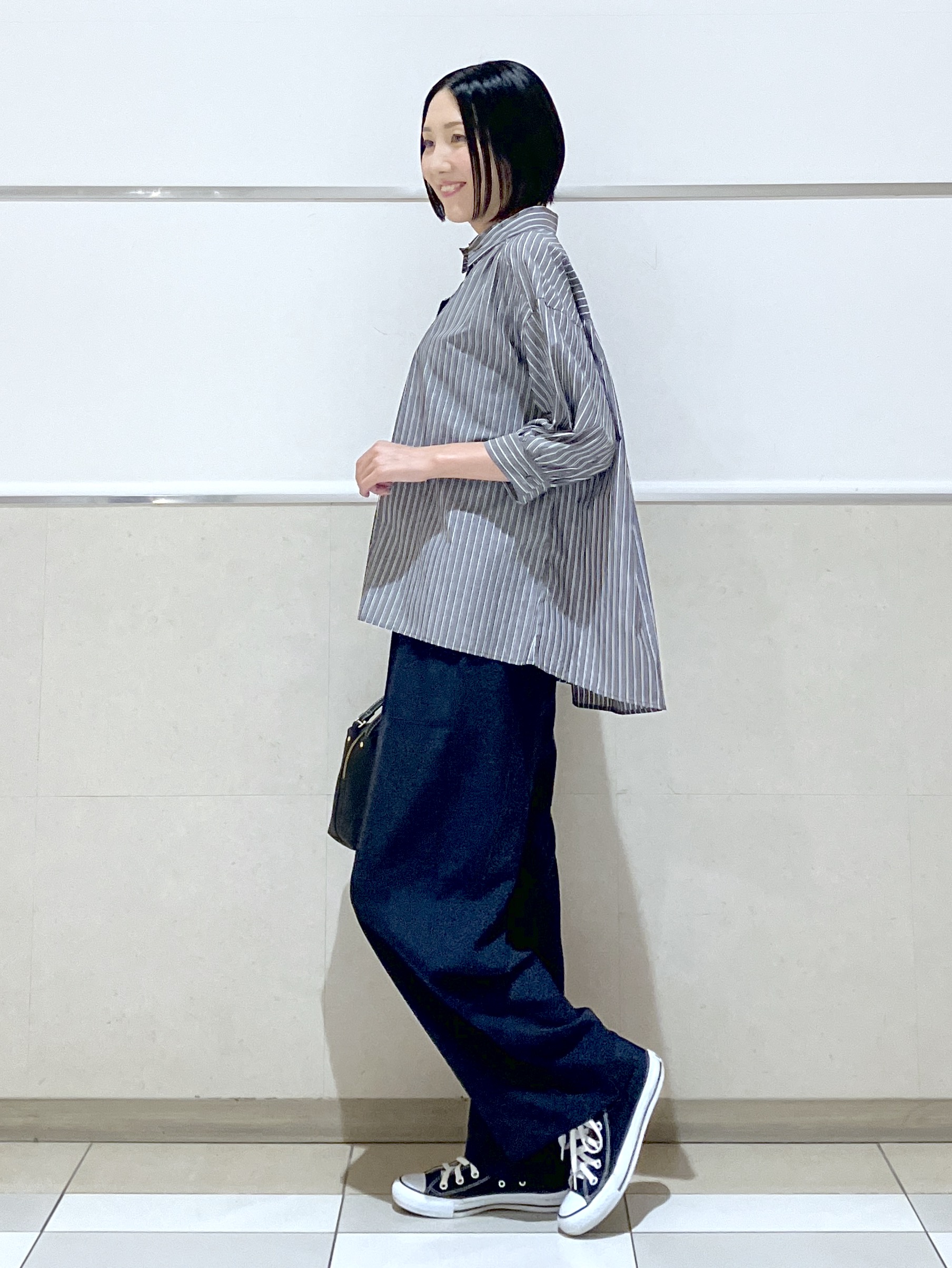 eriko さんの「Dessin｜【UVカット】ギャザースリーブストライプシャツ6分袖」を使ったコーディネート
