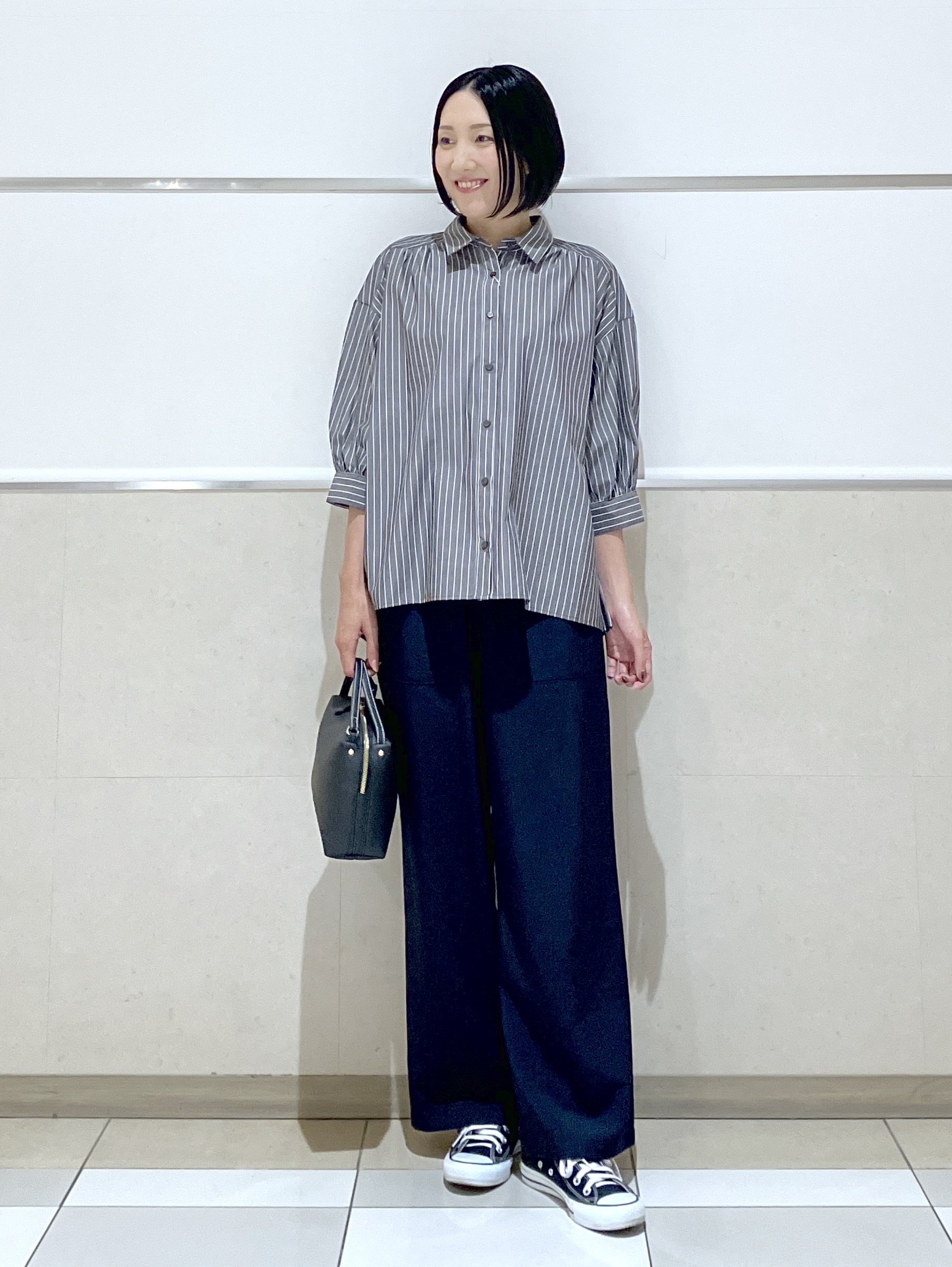 eriko さんの「Dessin｜【UVカット】ギャザースリーブストライプシャツ6分袖」を使ったコーディネート