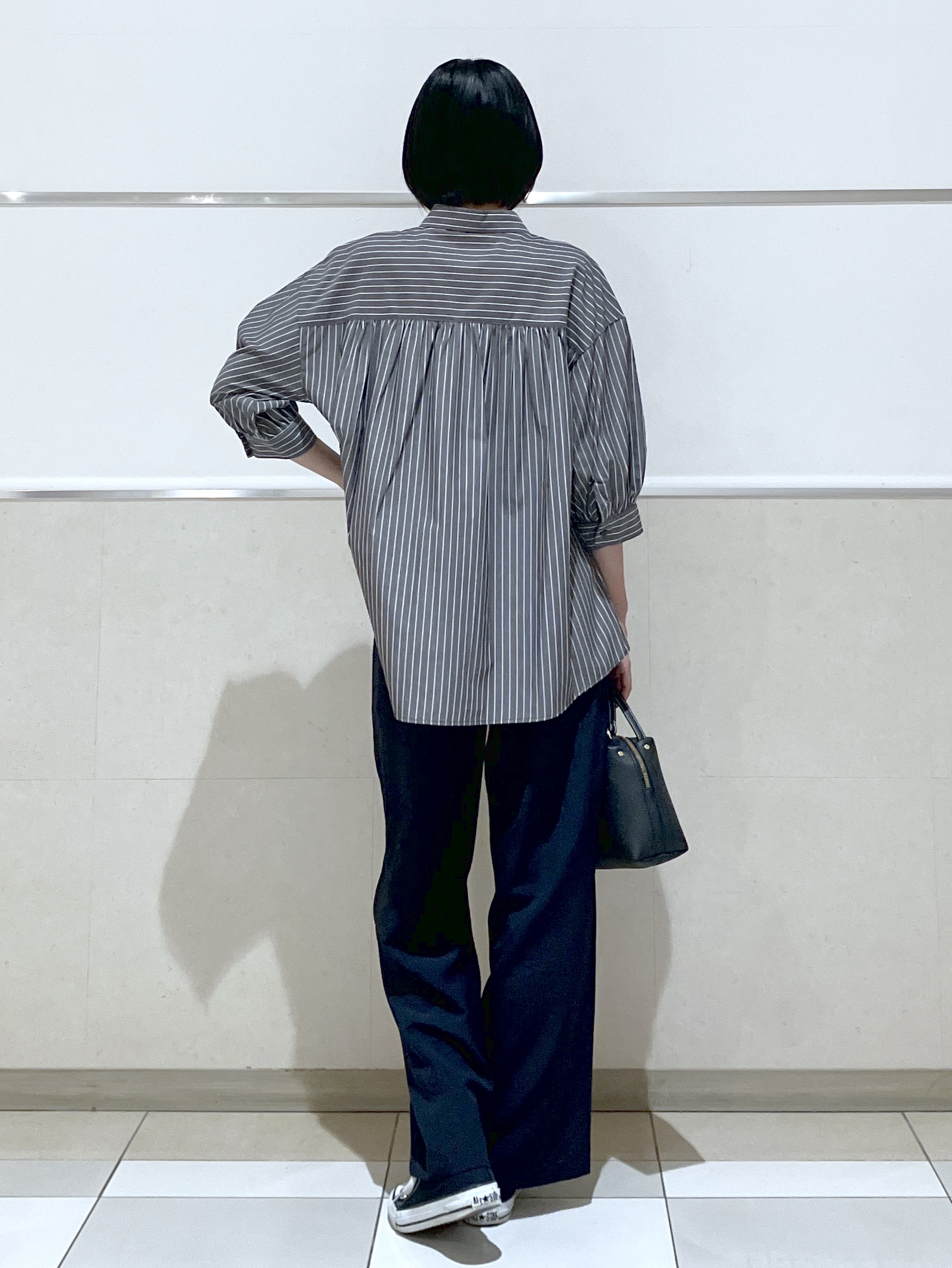 eriko さんの「Dessin｜【UVカット】ギャザースリーブストライプシャツ6分袖」を使ったコーディネート