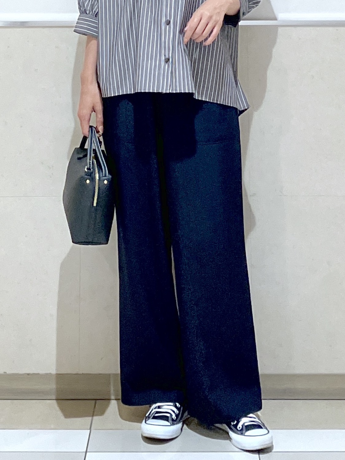 eriko さんの「Dessin｜【UVカット】ギャザースリーブストライプシャツ6分袖」を使ったコーディネート
