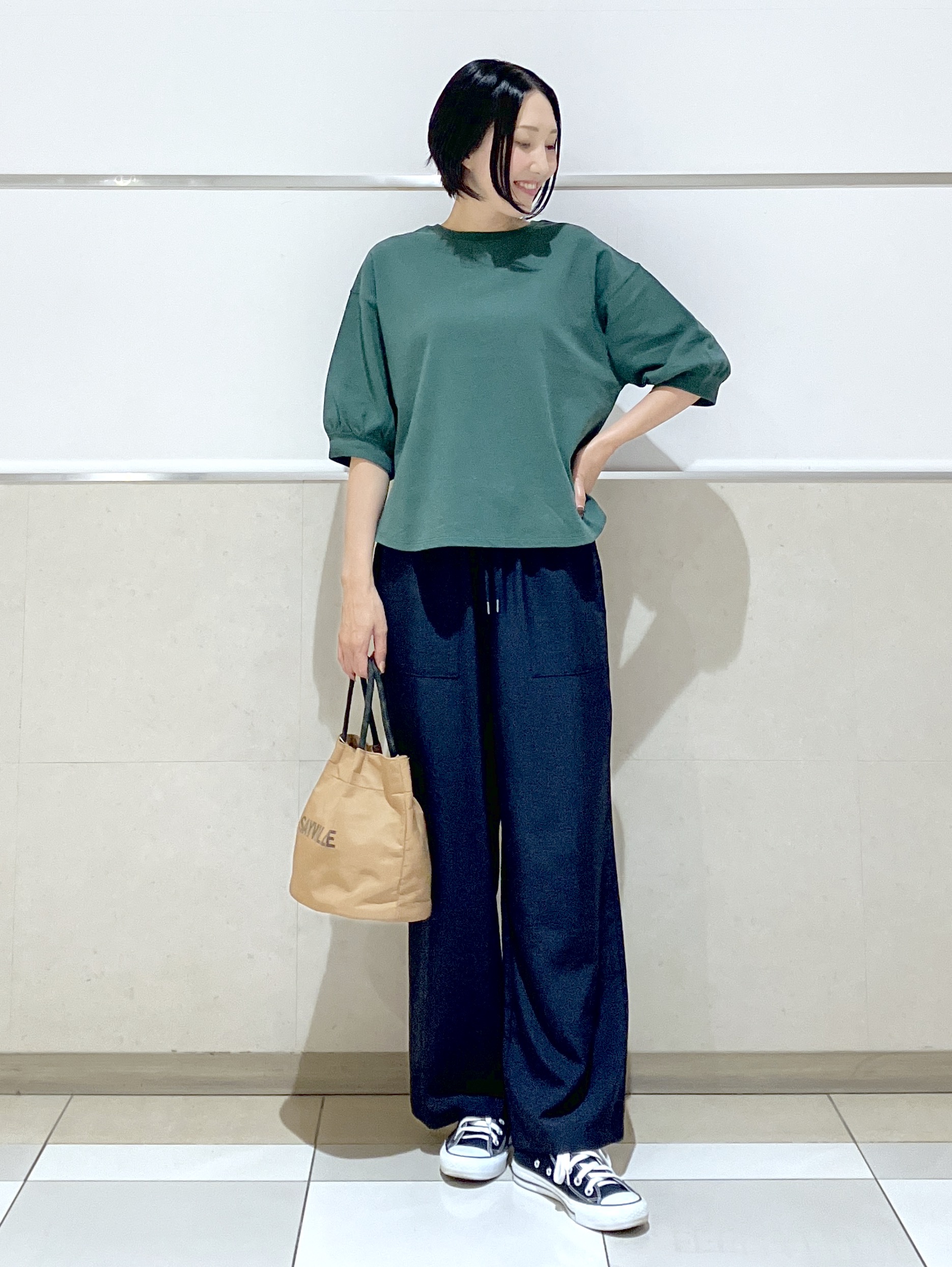 eriko さんの「Dessin｜バックヘンリーカットソー5分袖」を使ったコーディネート
