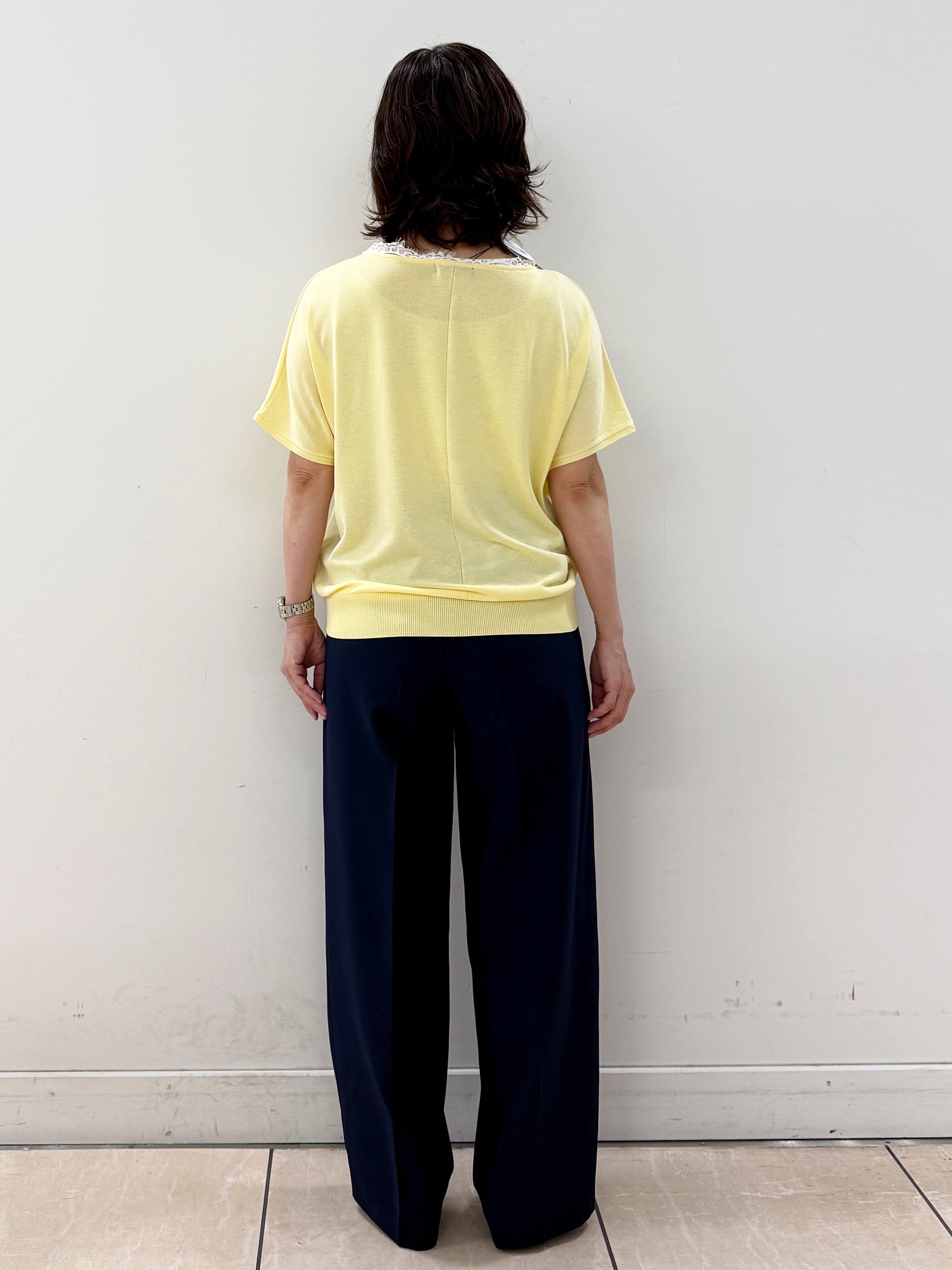 KIKIさんの「Reflect｜【二の腕カバー／手洗い可】ネックレース フレンチスリーブニット」を使ったコーディネート