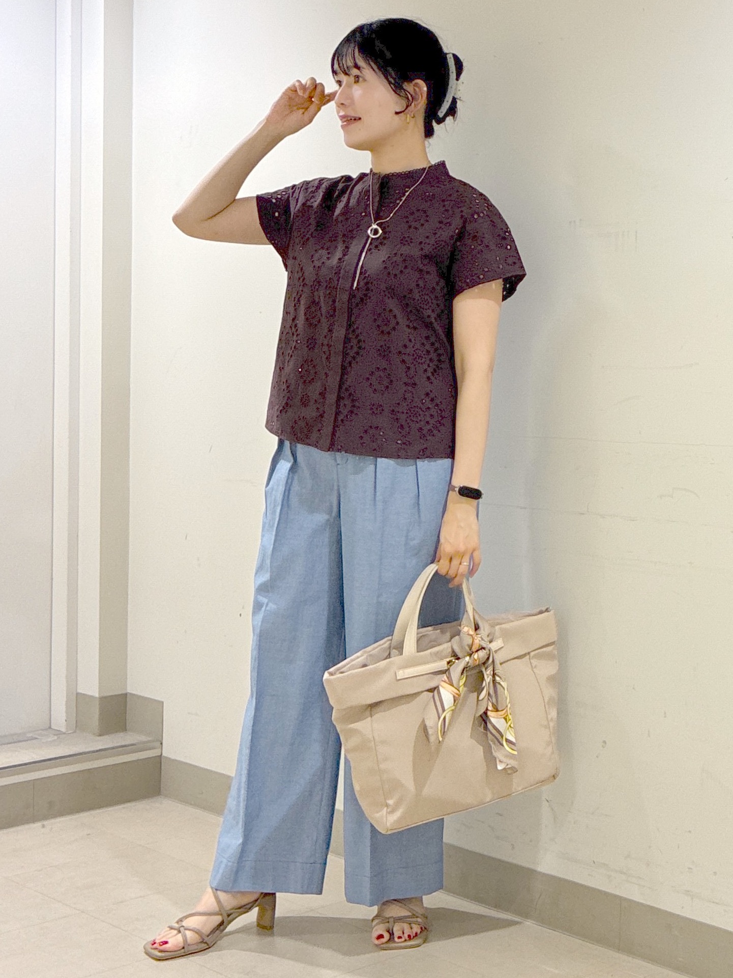  beni_gingerさんの「Reflect｜【通勤◎】カットワーク刺繍レース シャツブラウス」を使ったコーディネート