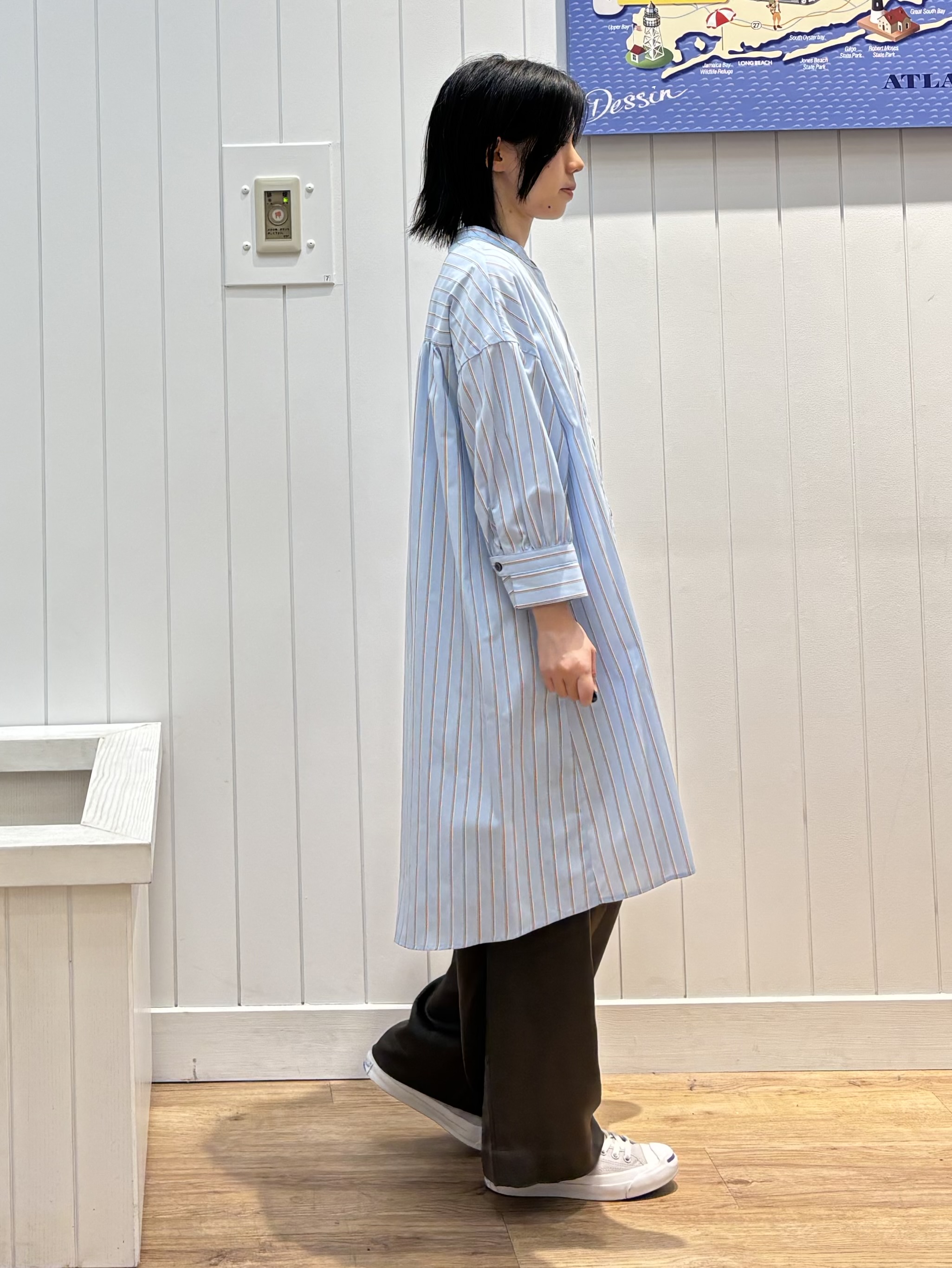 OKADAさんの「Dessin｜【UVカット】チュニックストライプシャツ6分袖」を使ったコーディネート