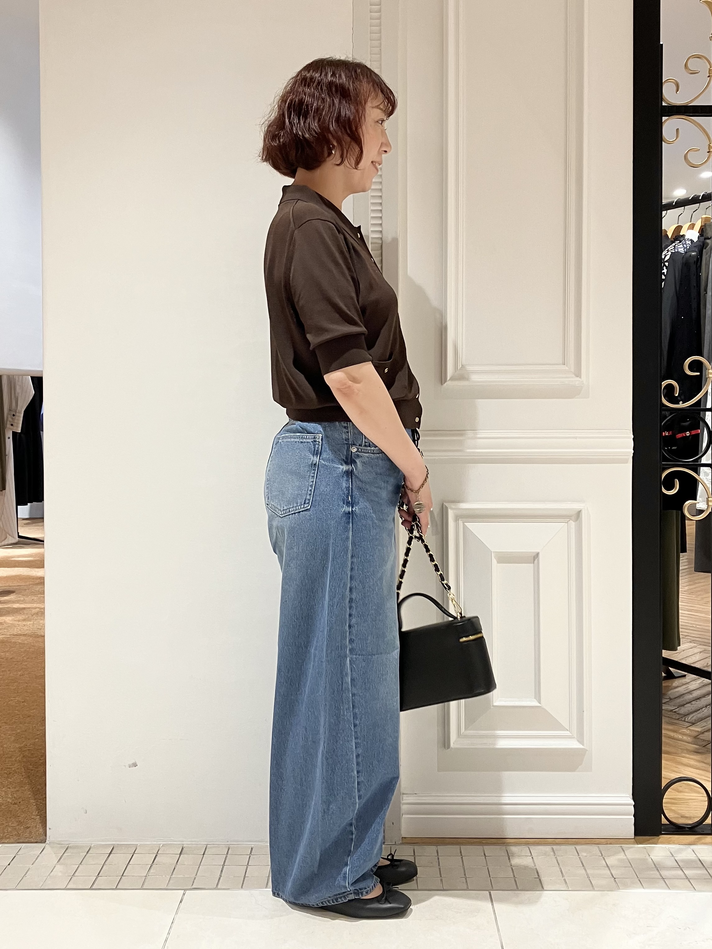 TAJIさんの「DRESSTERIOR｜【接触冷感/UVカット】ハーフスリーブ シアーカーディガン」を使ったコーディネート