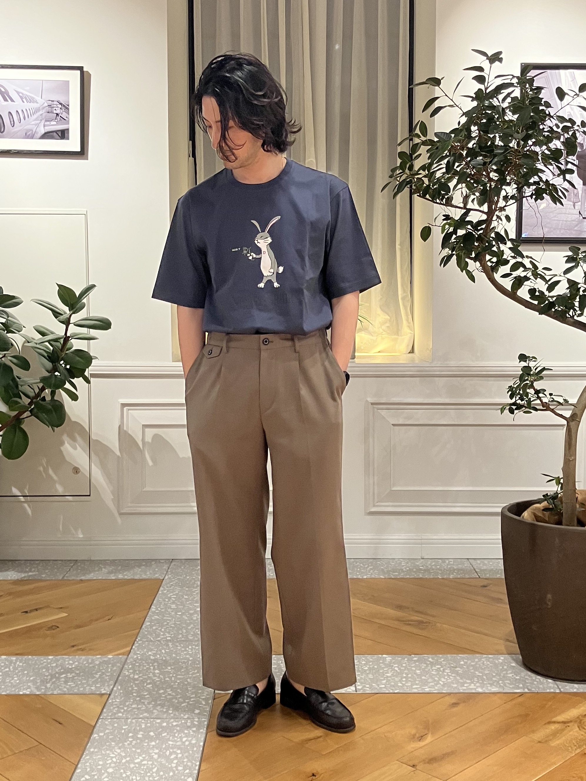 junyaさんの「DRESSTERIOR｜【接触冷感／抗菌防臭／消臭】ICE CLEAR COTTON ガンラビットTシャツ」を使ったコーディネート