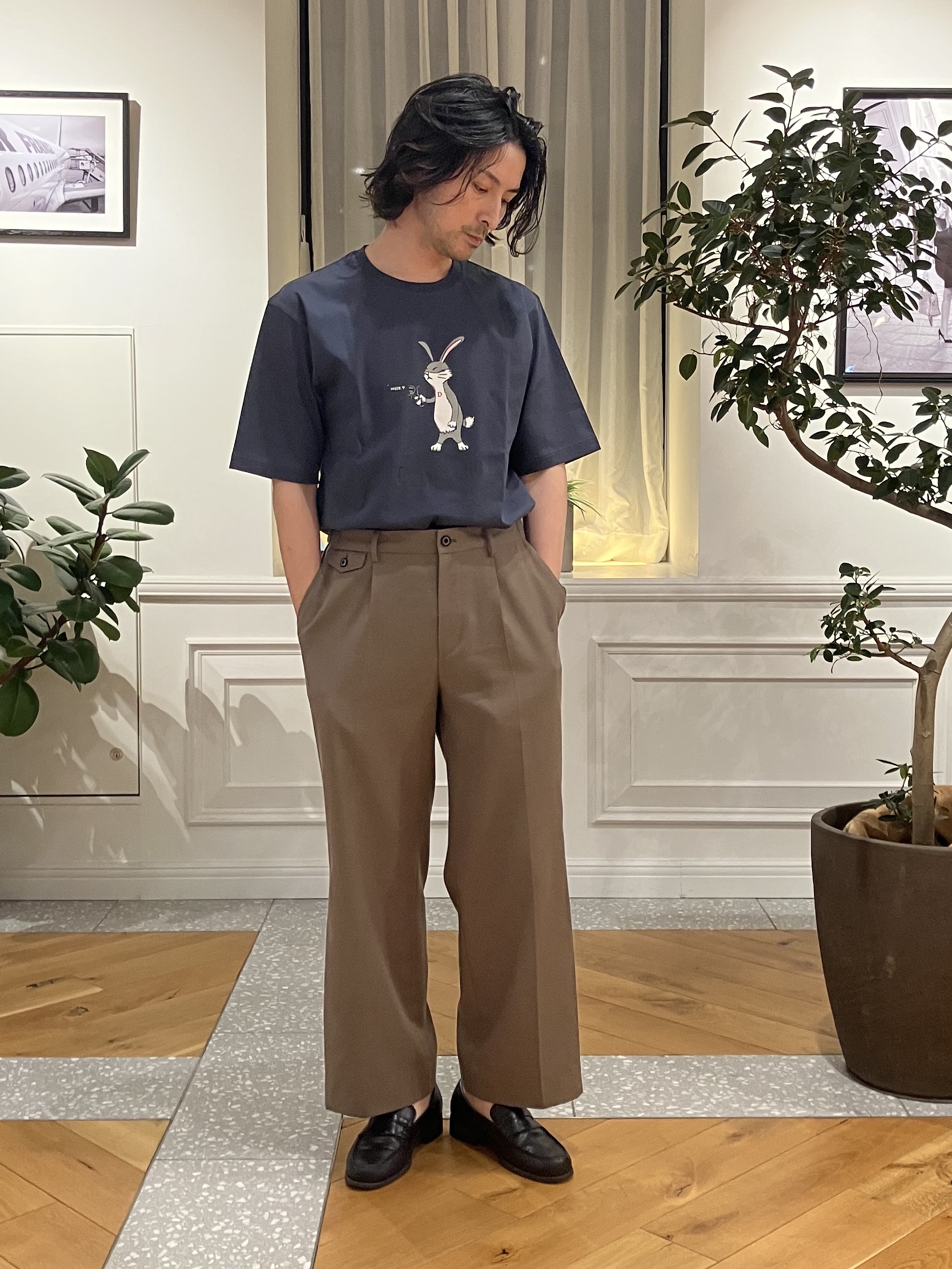 junyaさんの「DRESSTERIOR｜【接触冷感／抗菌防臭／消臭】ICE CLEAR COTTON ガンラビットTシャツ」を使ったコーディネート