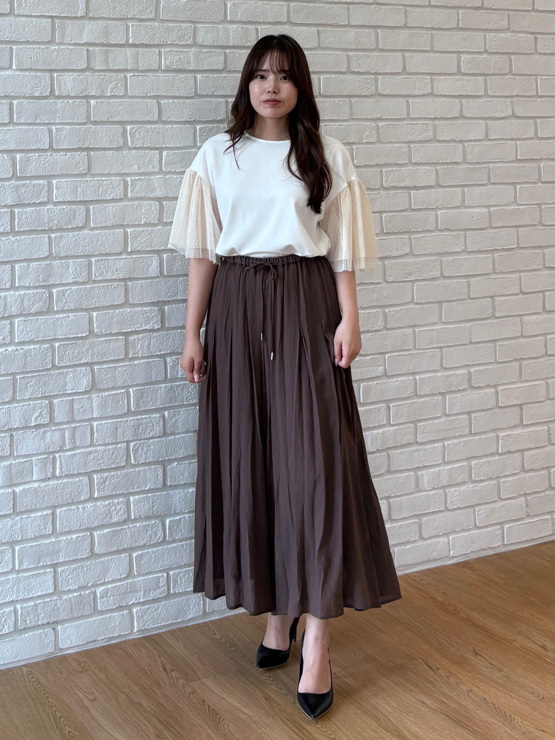 MISAKIさんの「COUP DE CHANCE｜チュール袖カットソー」を使ったコーディネート