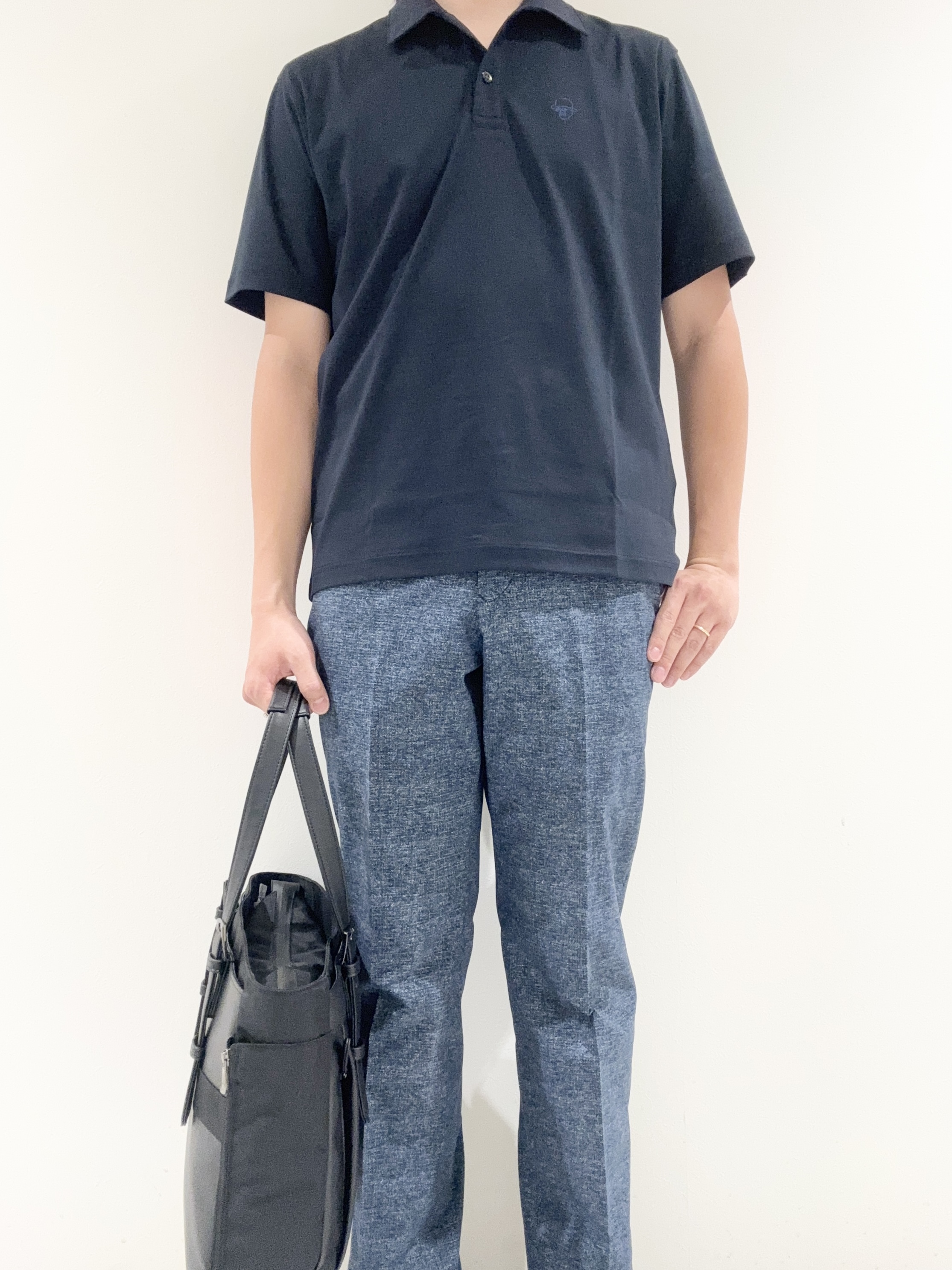 及川さんの「TAKEO KIKUCHI｜【接触冷感】アイスクリアコットン ワンポイント ポロシャツ」を使ったコーディネート