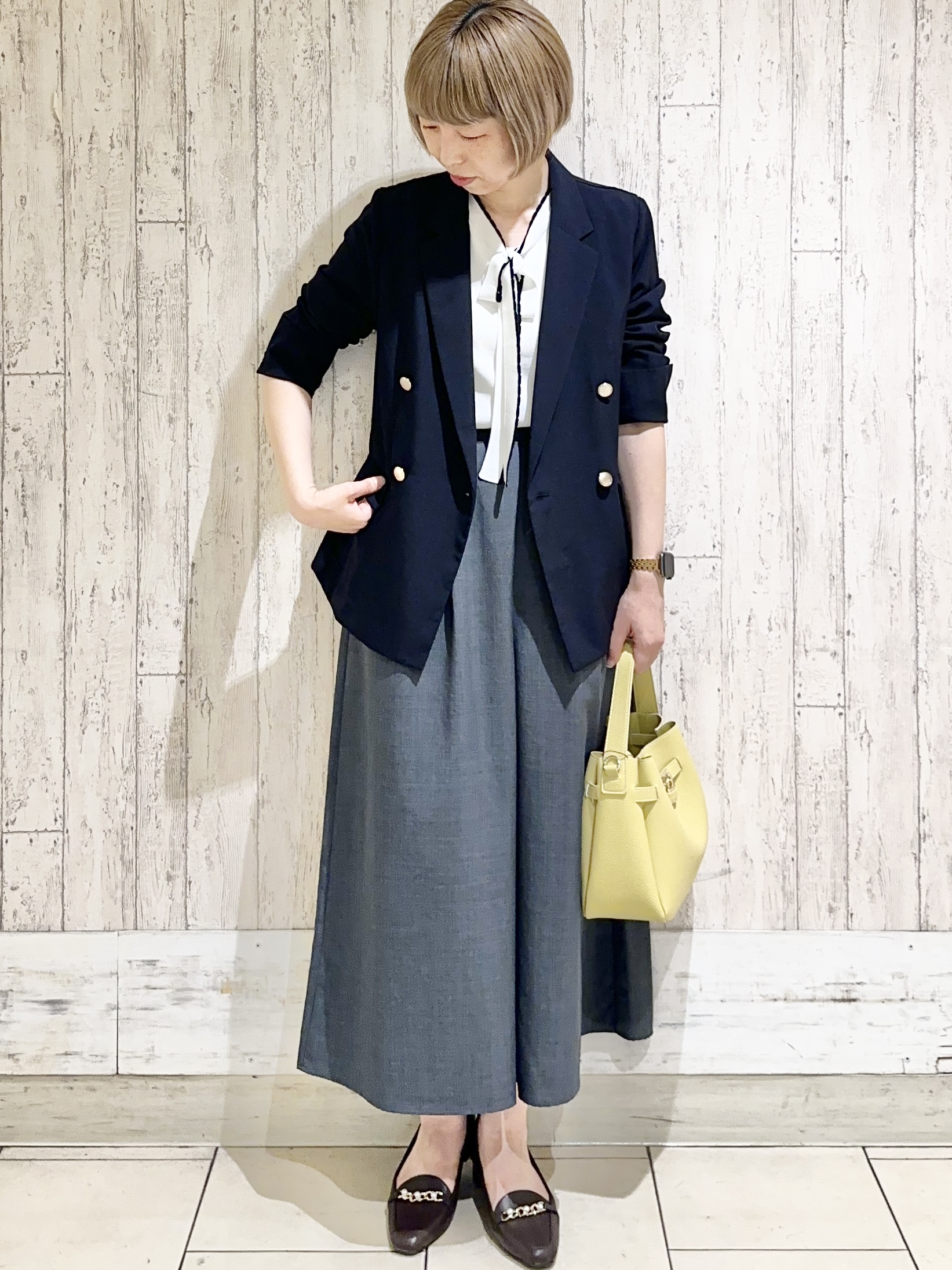 Hana...eさんの「index｜《再入荷》ダブルブレストテーラードジャケット【接触冷感／吸水速乾／イージーアイロン／防シワ／洗濯機O」を使ったコーディネート