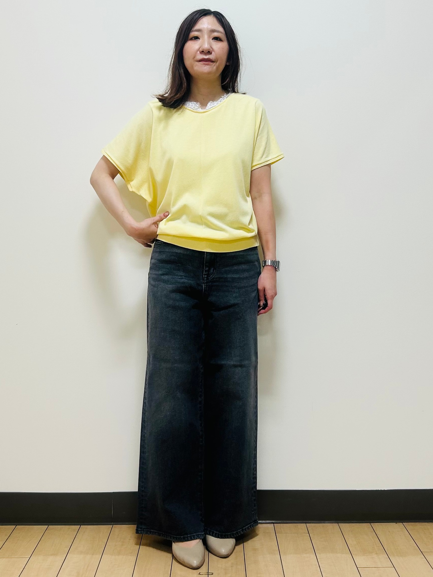 miiiさんの「Reflect｜【二の腕カバー／手洗い可】ネックレース フレンチスリーブニット」を使ったコーディネート