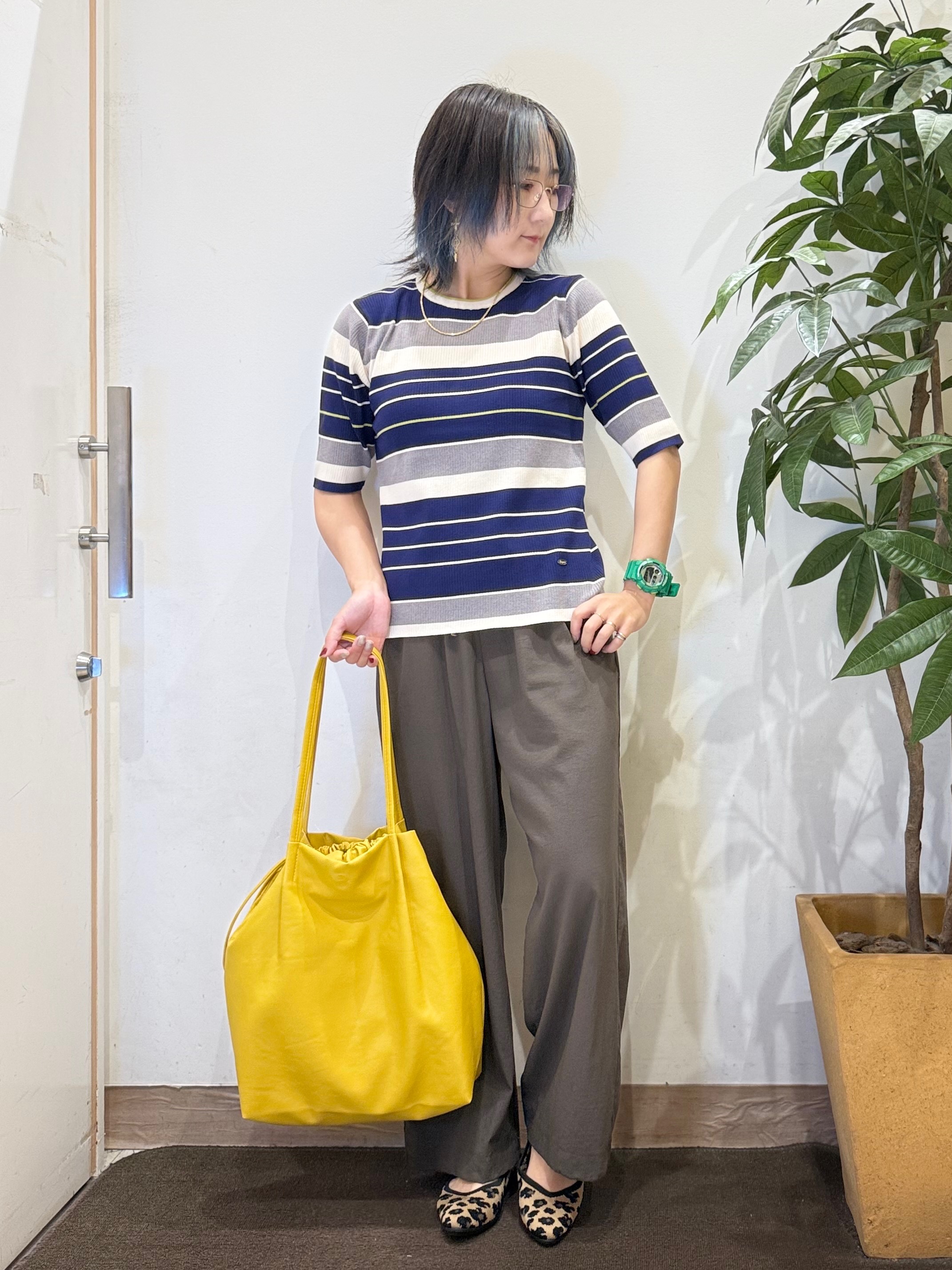 misakiさんの「SHOO･LA･RUE｜【S-LL】オンオフ着られる マルチボーダーリブニット」を使ったコーディネート