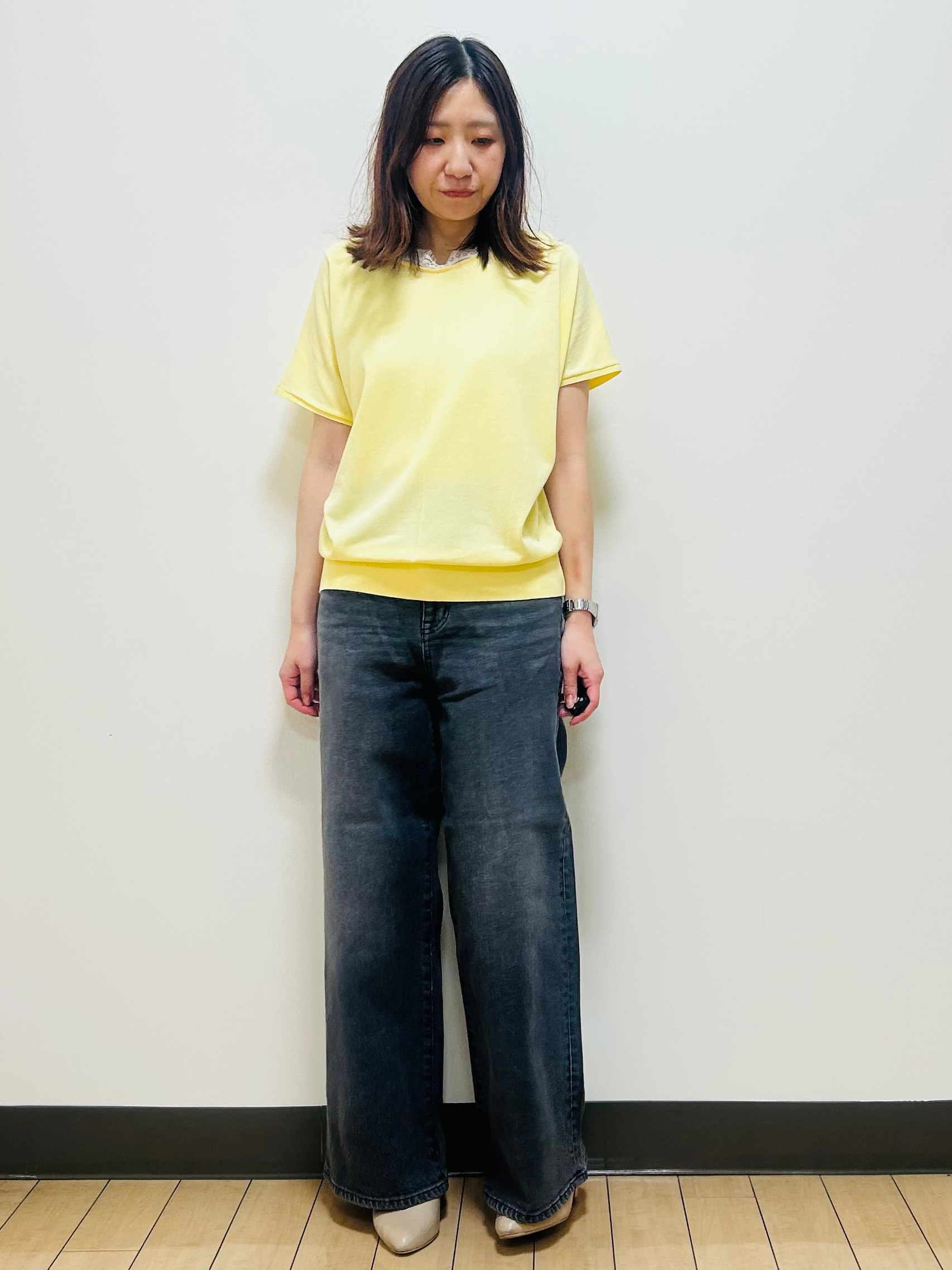miiiさんの「Reflect｜【二の腕カバー／手洗い可】ネックレース フレンチスリーブニット」を使ったコーディネート