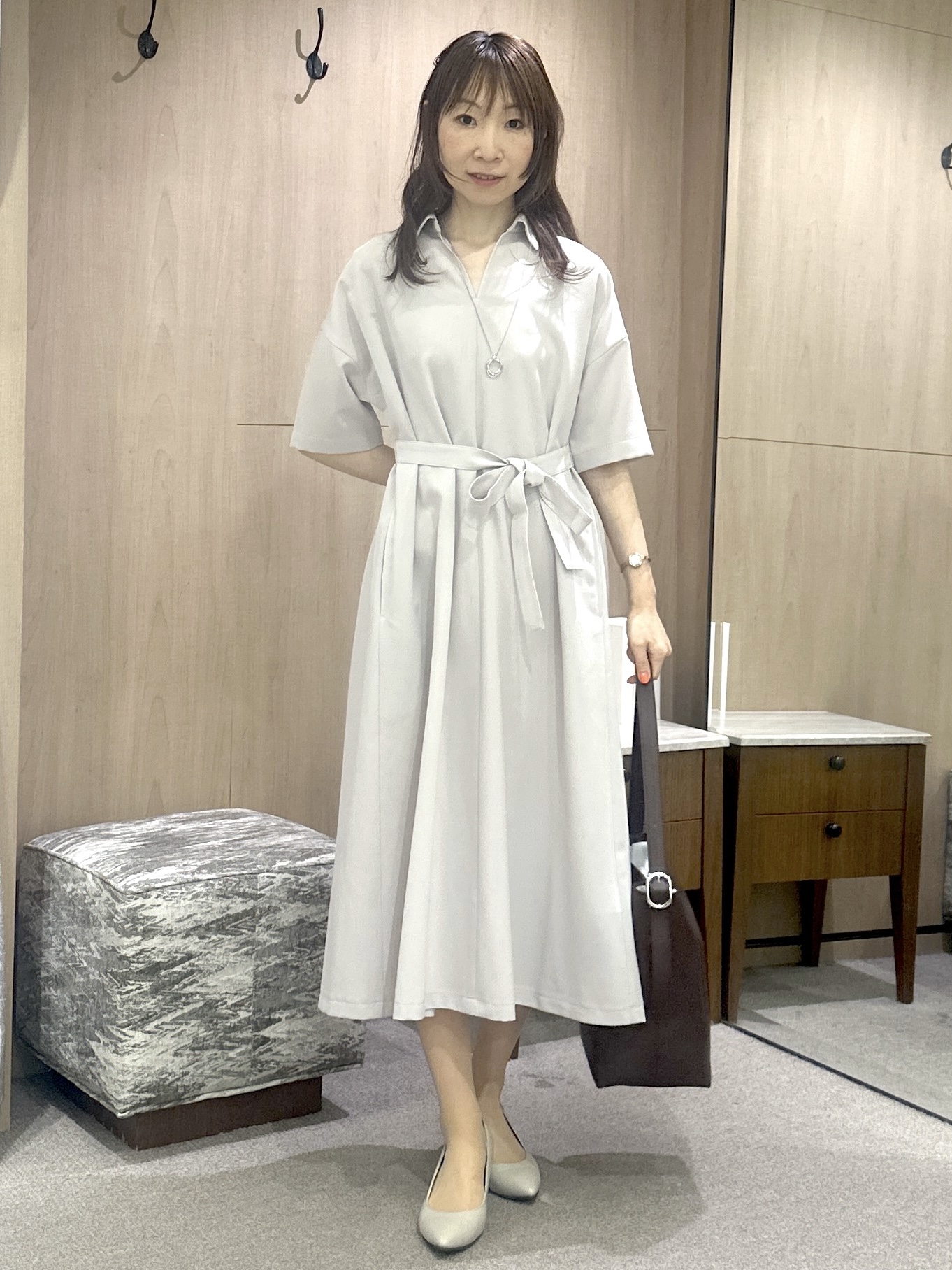 Miwaさんの「UNTITLED｜【UVカット/接触冷感/通気性】エアリークールワンピース」を使ったコーディネート