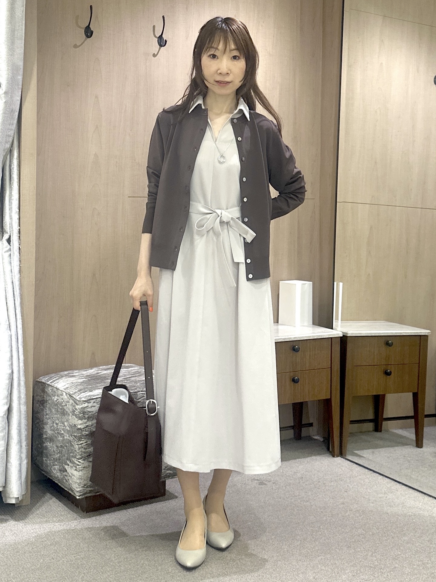 Miwaさんの「UNTITLED｜【UVカット/接触冷感/通気性】エアリークールワンピース」を使ったコーディネート