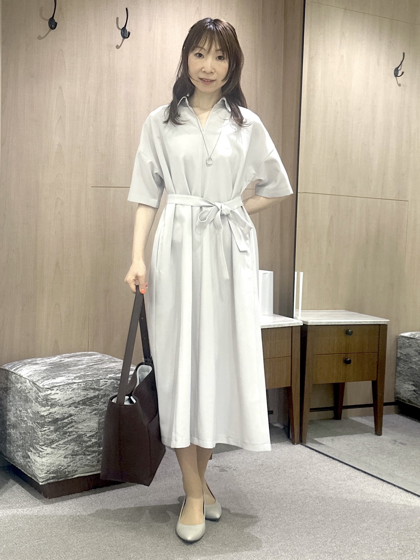 Miwaさんの「UNTITLED｜【UVカット/接触冷感/通気性】エアリークールワンピース」を使ったコーディネート