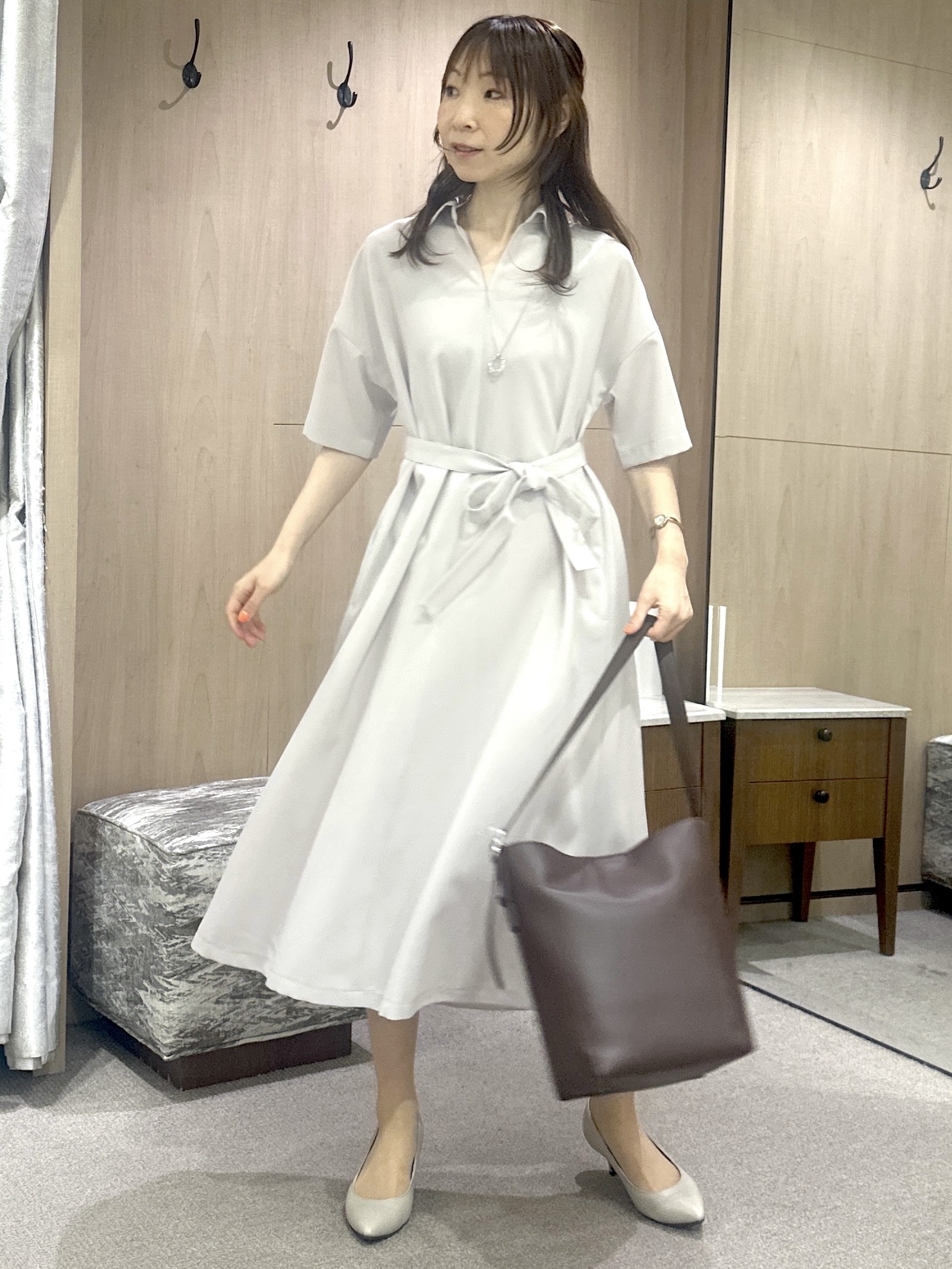 Miwaさんの「UNTITLED｜【UVカット/接触冷感/通気性】エアリークールワンピース」を使ったコーディネート