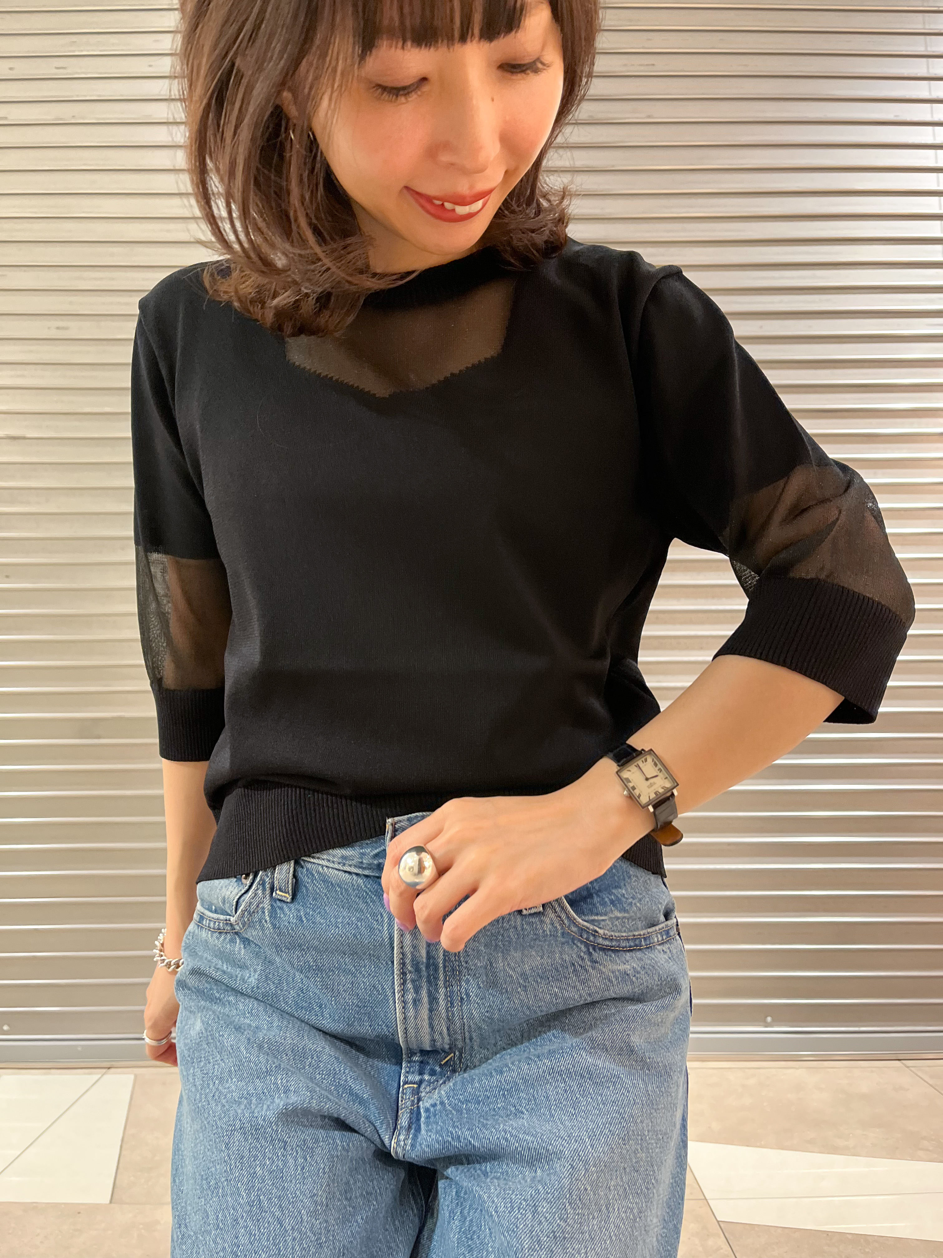 じゅんさんの「DRESSTERIOR｜【日本製】ウォッシャブルシアーニットプルオーバー」を使ったコーディネート