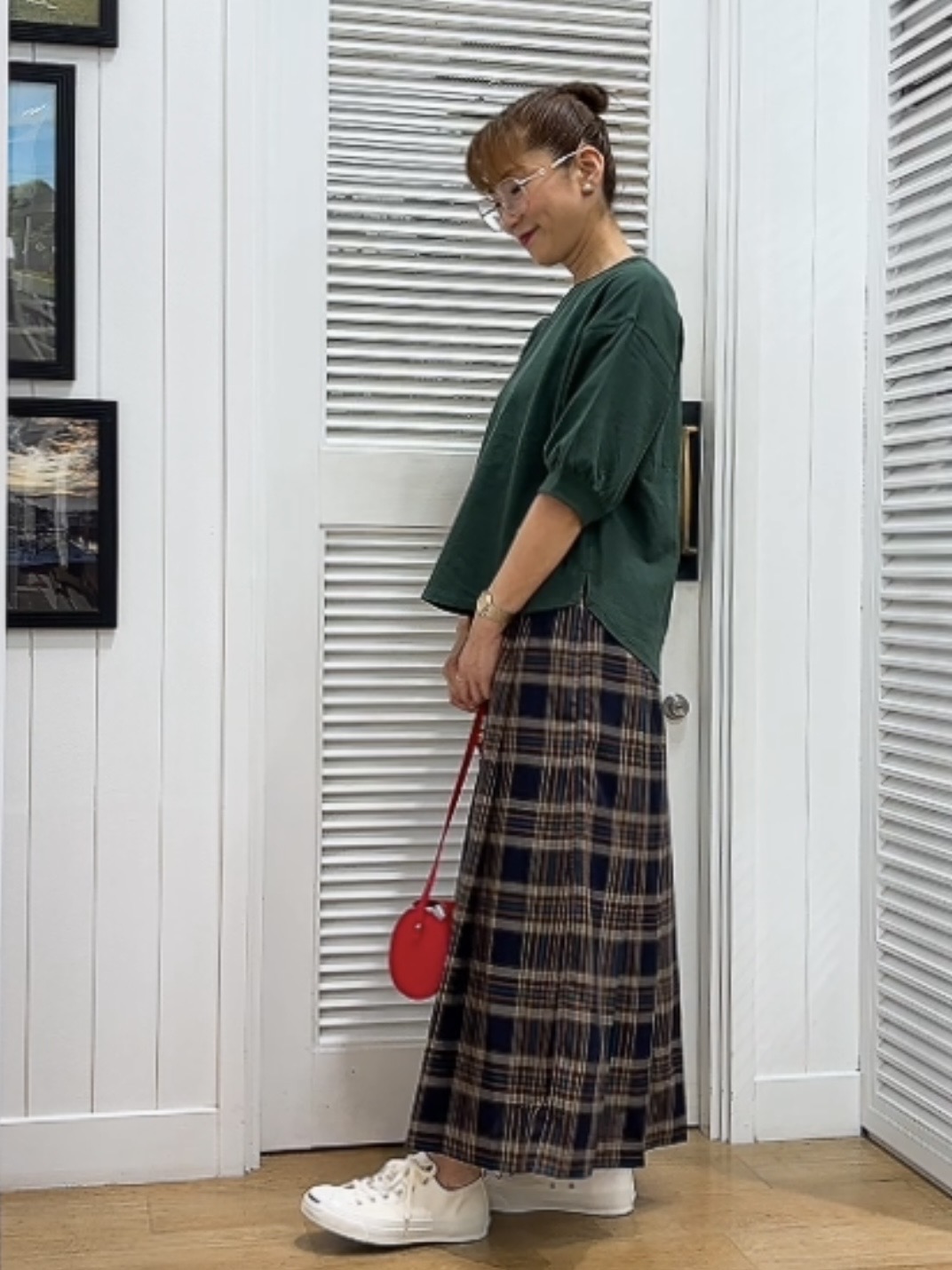 Yasucoさんの「Dessin｜バックヘンリーカットソー5分袖」を使ったコーディネート