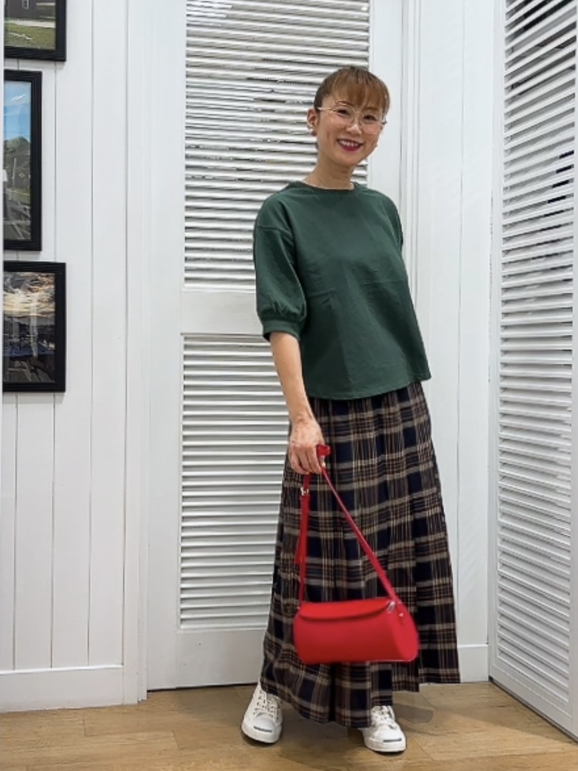 Yasucoさんの「Dessin｜バックヘンリーカットソー5分袖」を使ったコーディネート