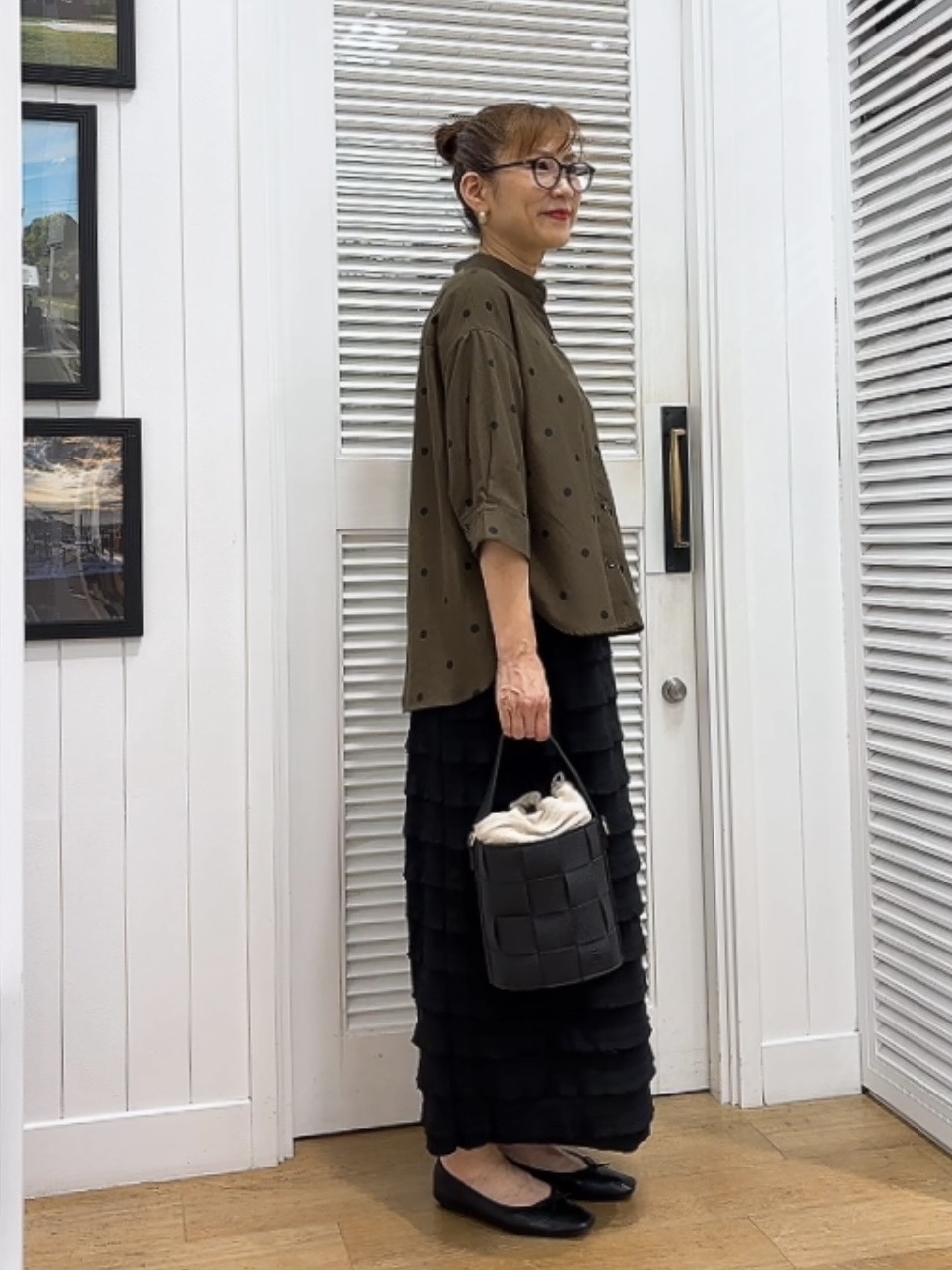 Yasucoさんの「Dessin｜【セットアップ可】ドットプリント ハーフスリーブシャツ」を使ったコーディネート