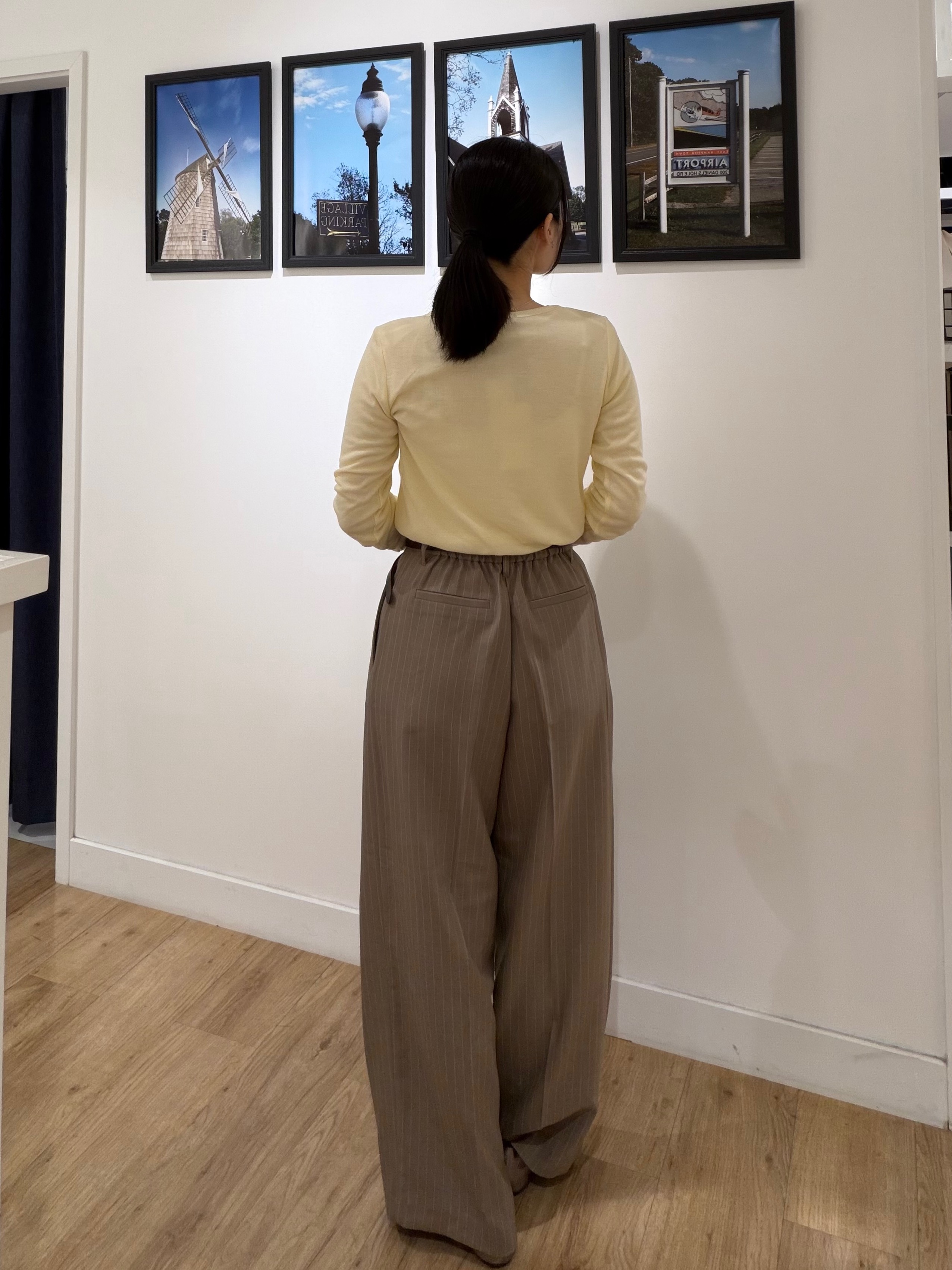 秦美里さんの「Dessin｜クルーネックシアーロングTシャツ」を使ったコーディネート
