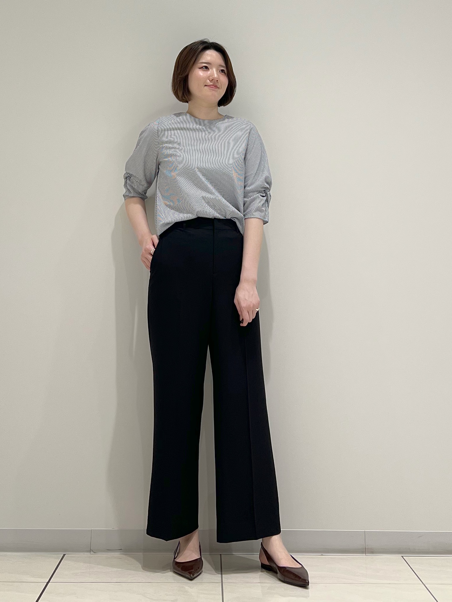 T.Kさんの「INDIVI｜【撥水／UVケア】ねじり袖サッカートップス」を使ったコーディネート