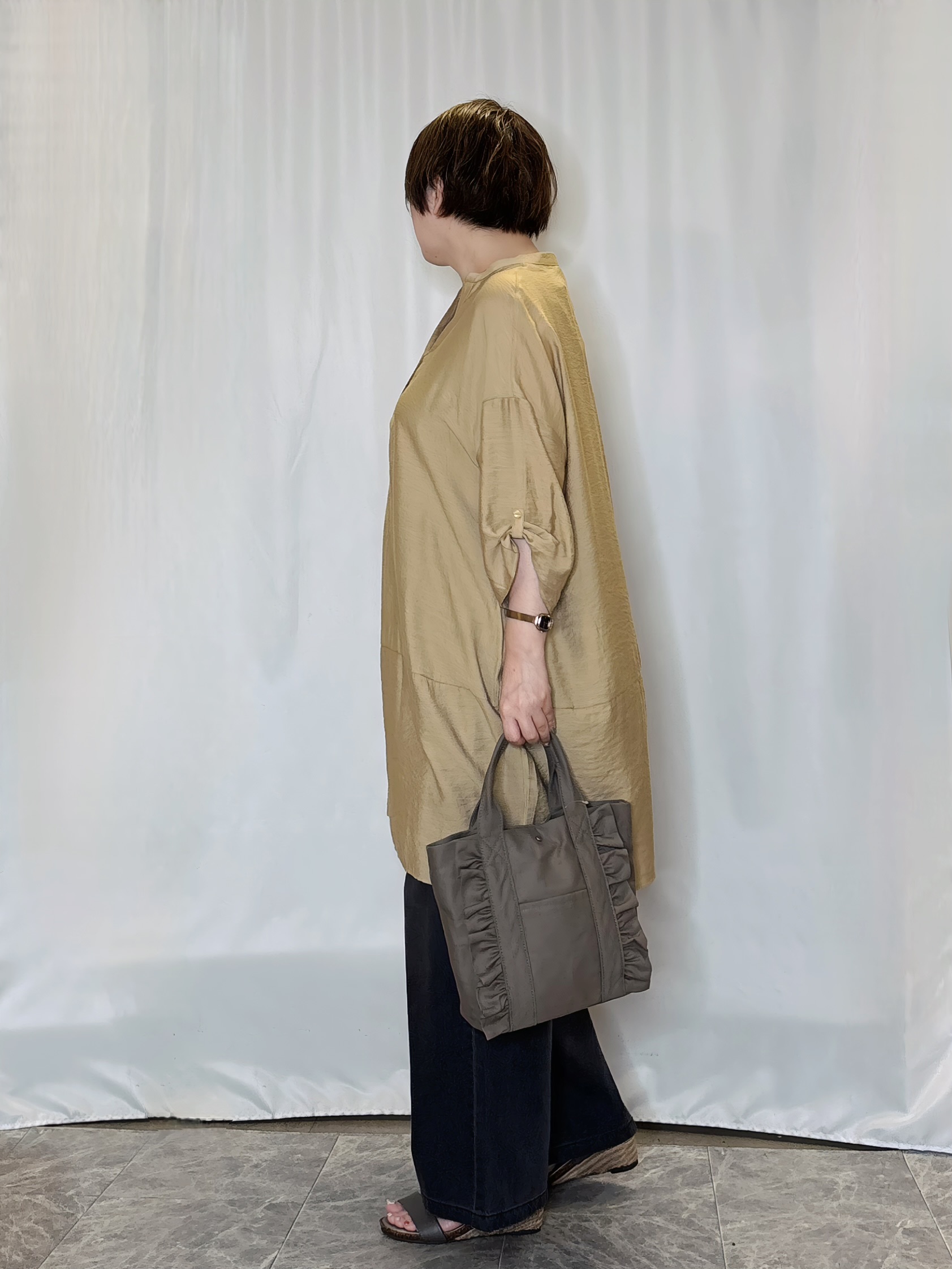 たみさんの「SHOO･LA･RUE｜【ひんやり/S-LL/洗濯後しわになりにくい】体型カバーにも ゆるっとリラックスチュニック」を使ったコーディネート