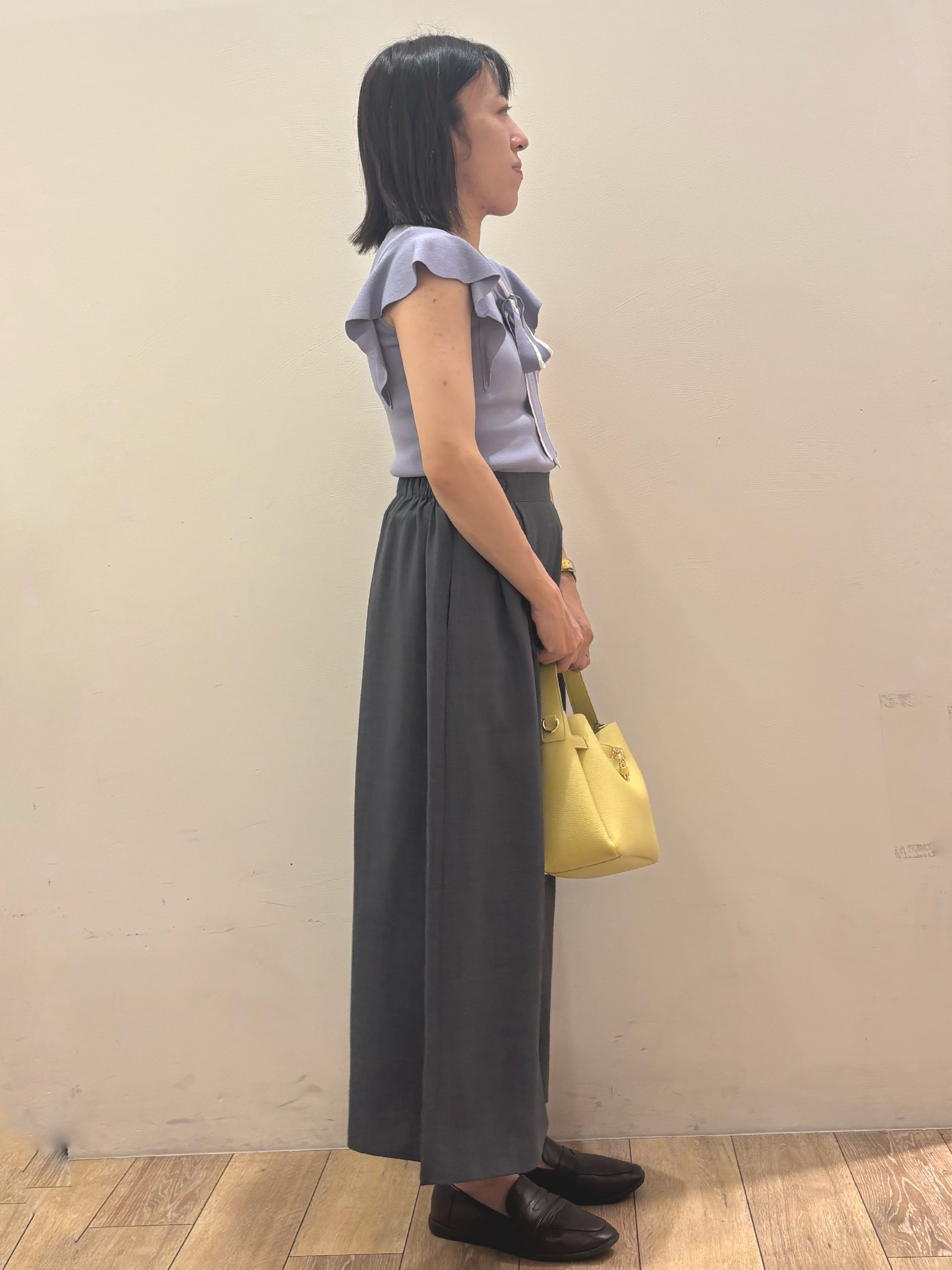 りょうさんの「OPAQUE.CLIP｜【UVケア／接触冷感】バイカラーボウタイフリルトップス《洗濯機OK》」を使ったコーディネート