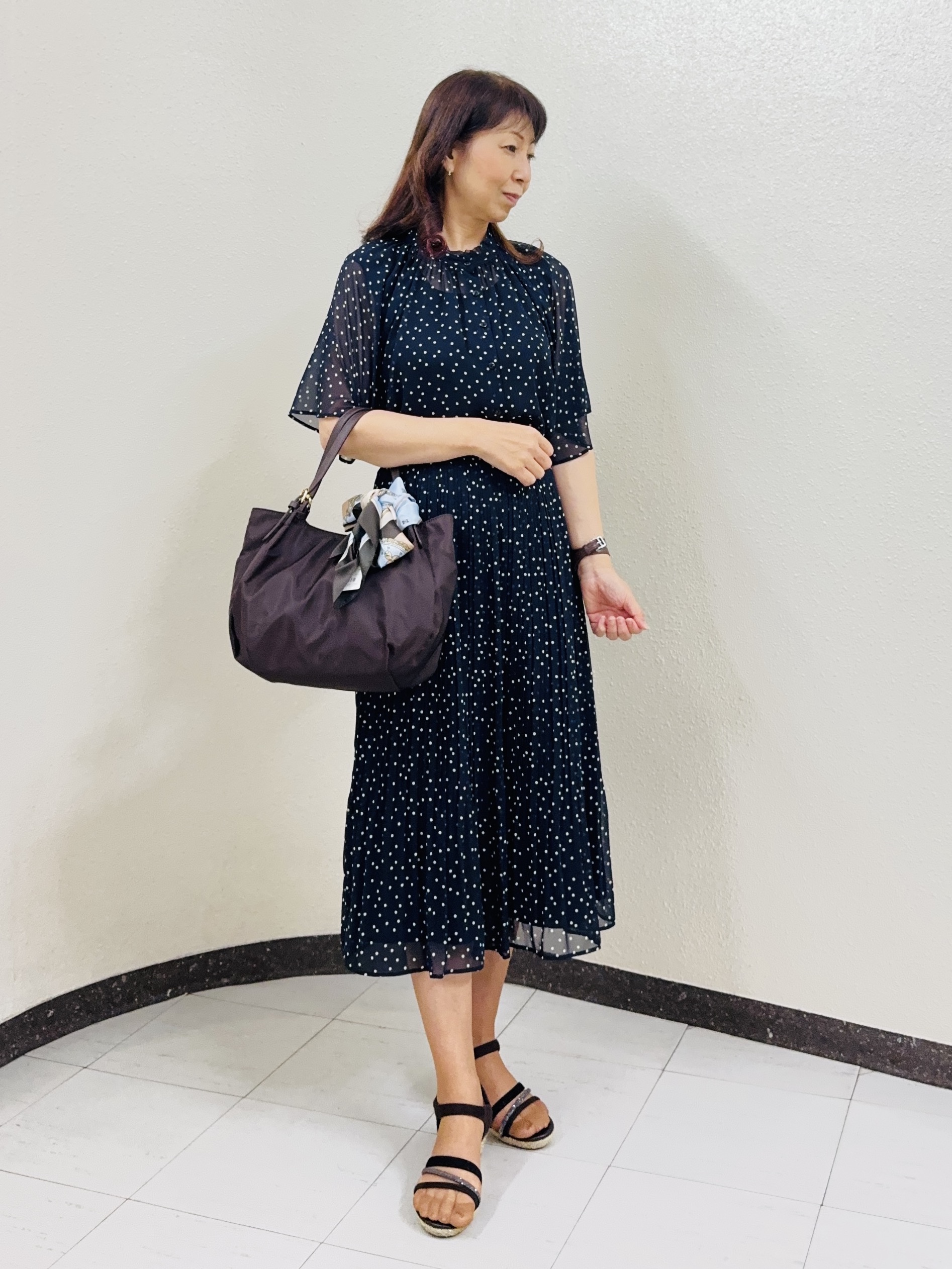 ⭐︎Eimi⭐︎さんの「Reflect｜【セットアップ／手洗い可】ドット柄シアーブラウス」を使ったコーディネート