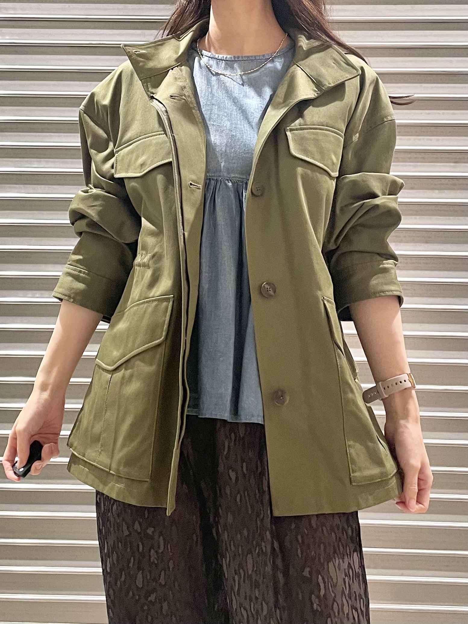 ことさんの「DRESSTERIOR｜【ウォッシャブル】コンパクトコットンミリタリーブルゾン」を使ったコーディネート