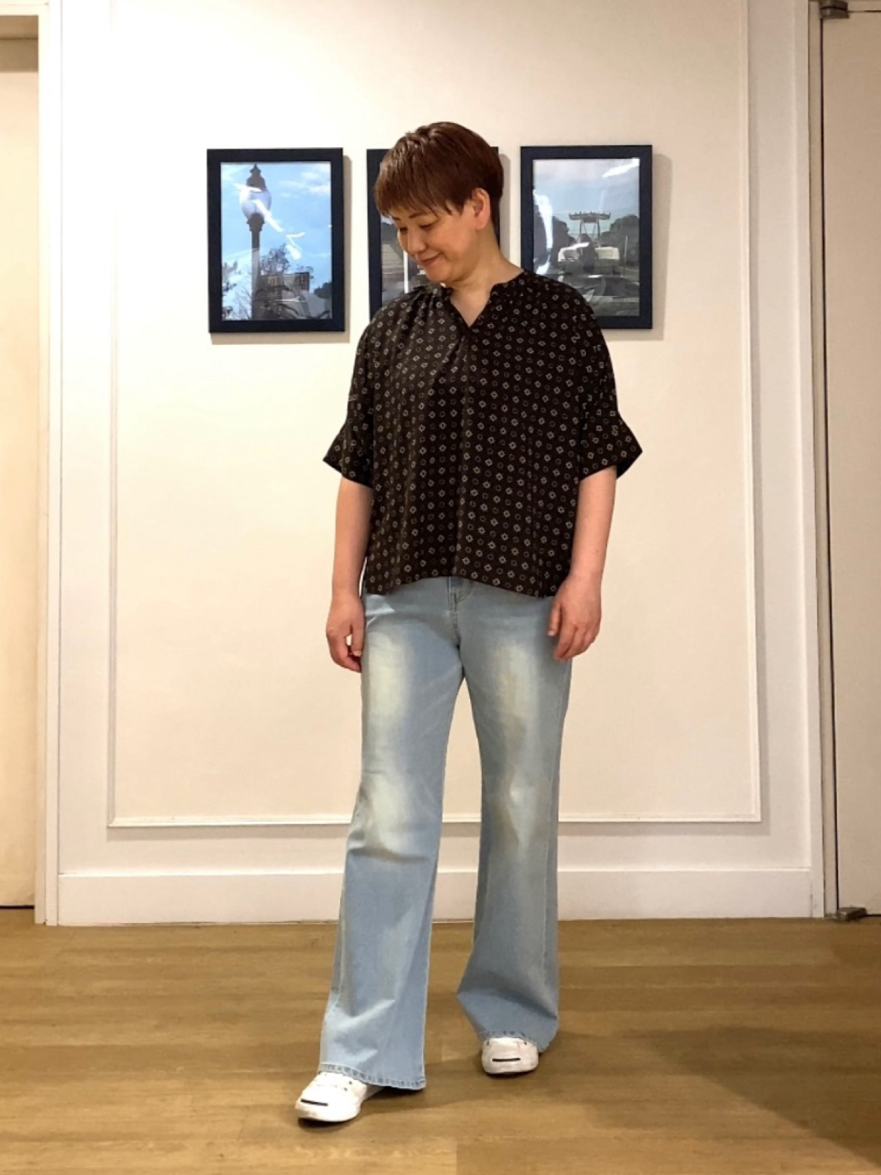 Hiroさんの「Dessin｜【セットアップ可】小紋柄プリント スキッパーシャツ」を使ったコーディネート