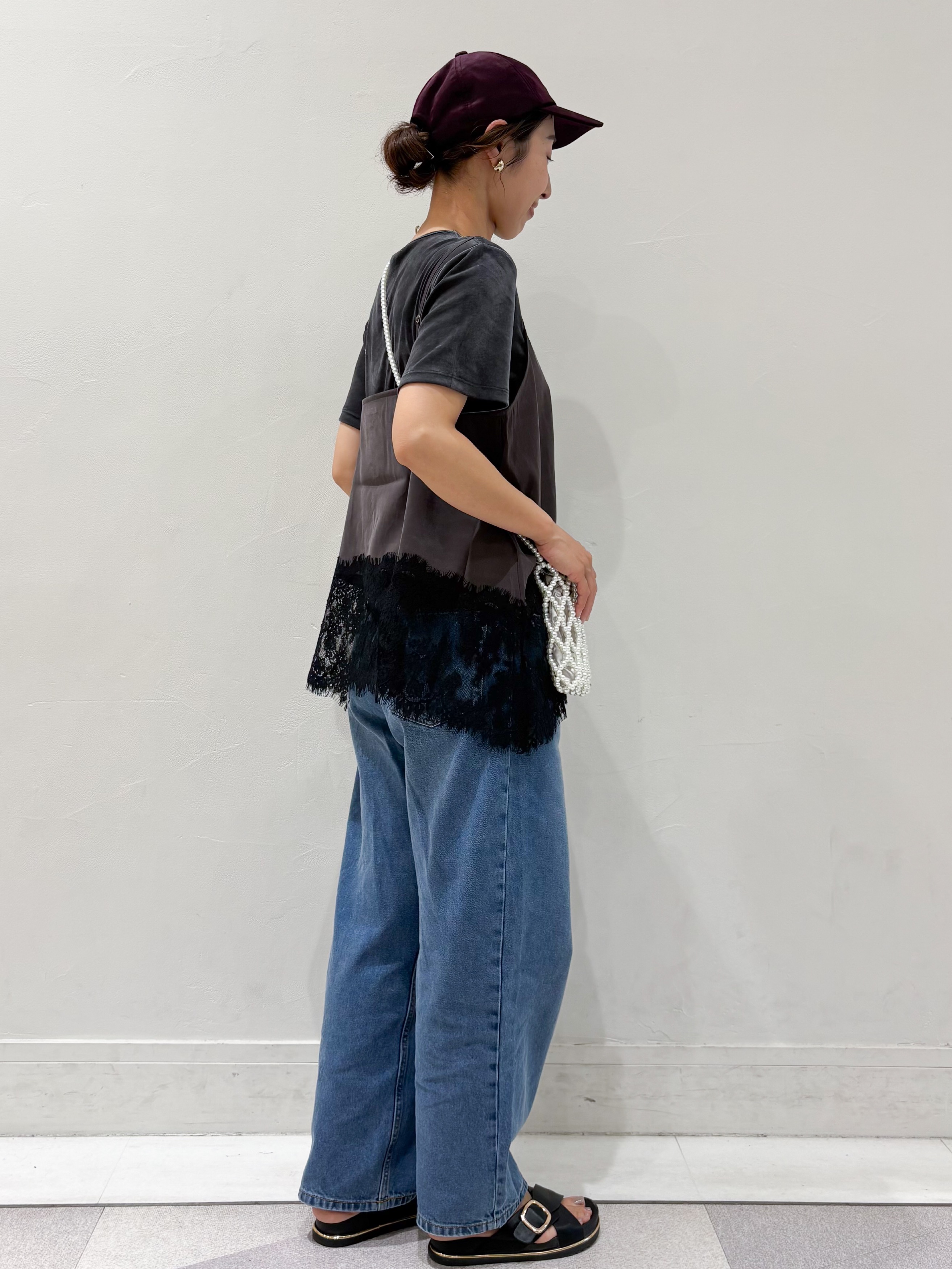 ちえさんの「OPAQUE.CLIP｜裾レース マットサテンキャミ【洗濯機OK】」を使ったコーディネート