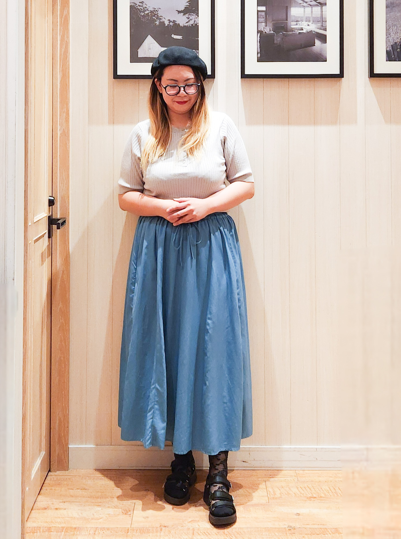 れーやんさんの「SHOO･LA･RUE｜【S-LL】抜け感ある着こなしに ヘンリーネック リブニット」を使ったコーディネート