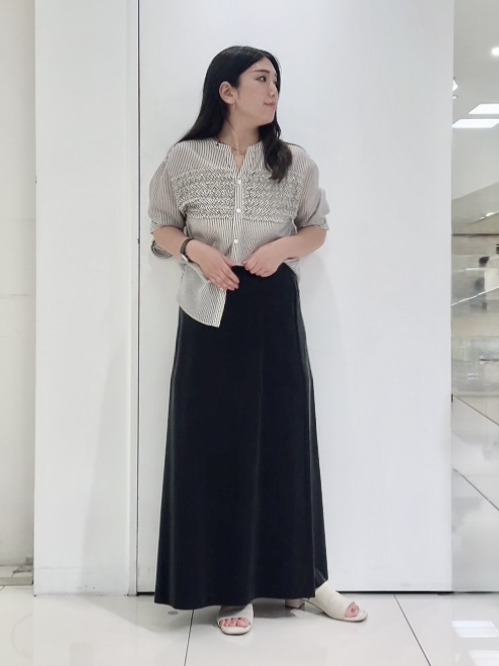 なかじさんの「UNTITLED｜【セットアップ可/接触冷感】ヴィンテージライク ロングスカート」を使ったコーディネート