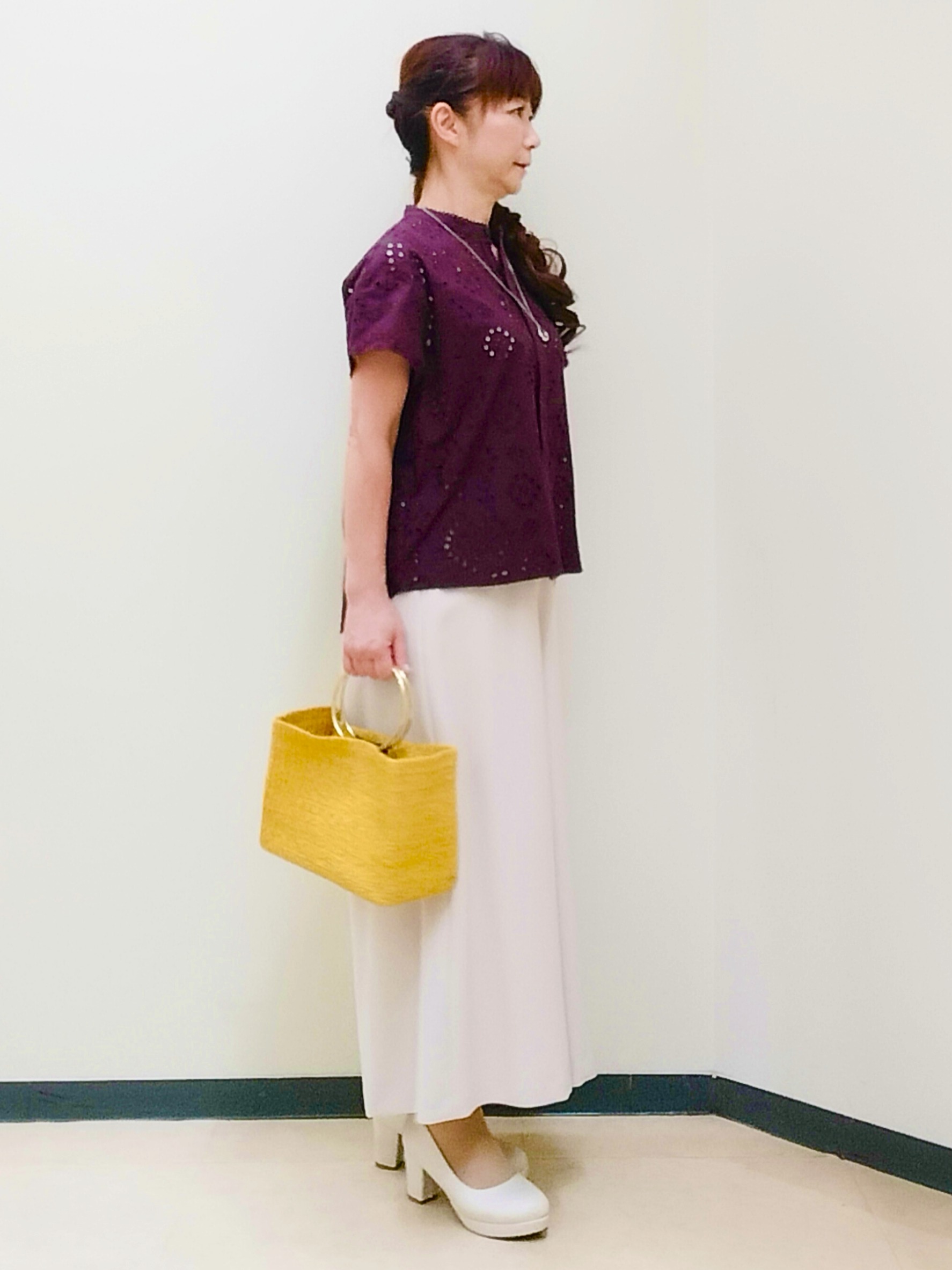 花さんの「Reflect｜【通勤◎】カットワーク刺繍レース シャツブラウス」を使ったコーディネート