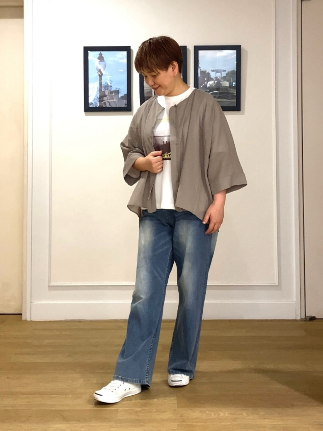 Hiroさんの「Dessin｜ドルマンスリーブ シアーシャツブルゾン」を使ったコーディネート