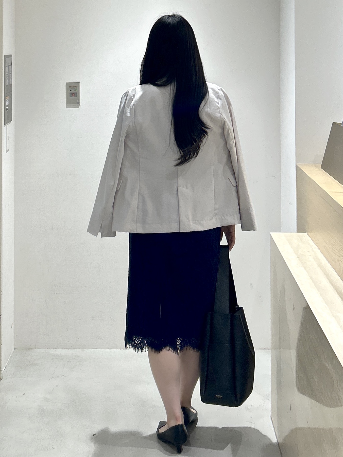 sayaさんの「OPAQUE.CLIP｜《再入荷》ダブルブレストテーラードジャケット【接触冷感／吸水速乾／イージーアイロン／防シワ／洗濯機O」を使ったコーディネート