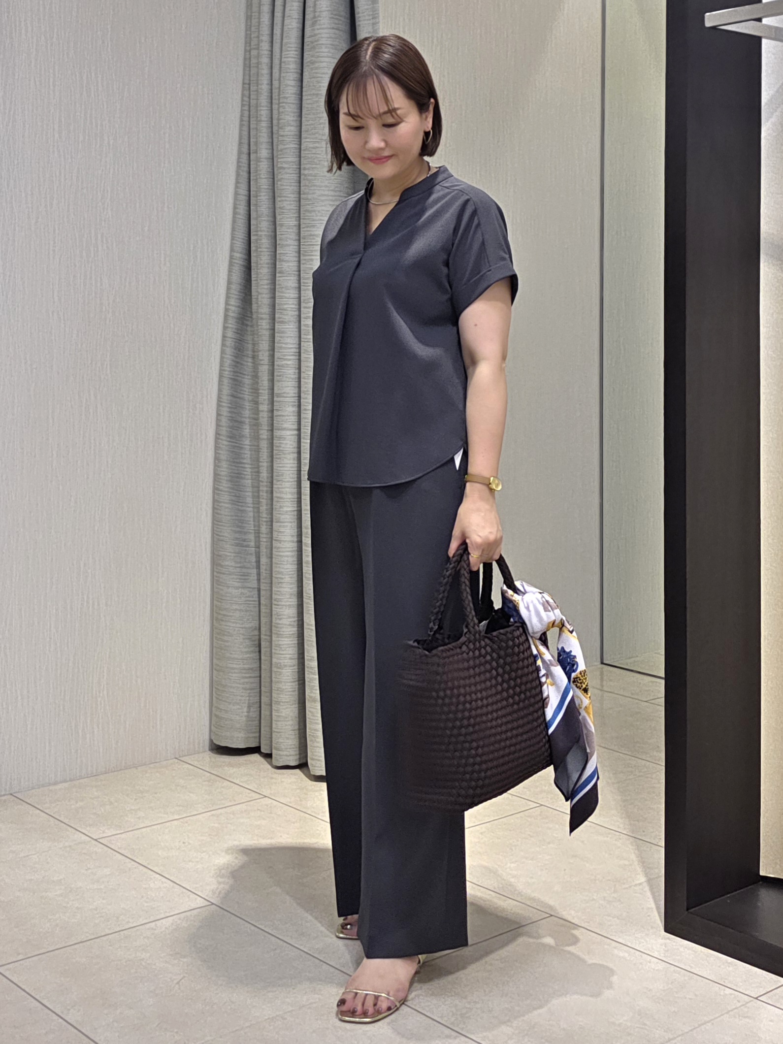 naokoさんの「UNTITLED｜【セットアップ可/UVカット/接触冷感】エアリークールドロストシャツ」を使ったコーディネート