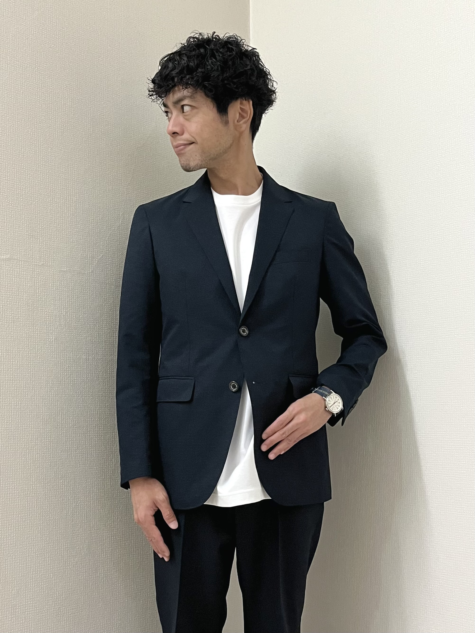 URAさんの「TAKEO KIKUCHI｜【抗菌防臭】COOL DOTS（R）ドビープリント ジャケット」を使ったコーディネート