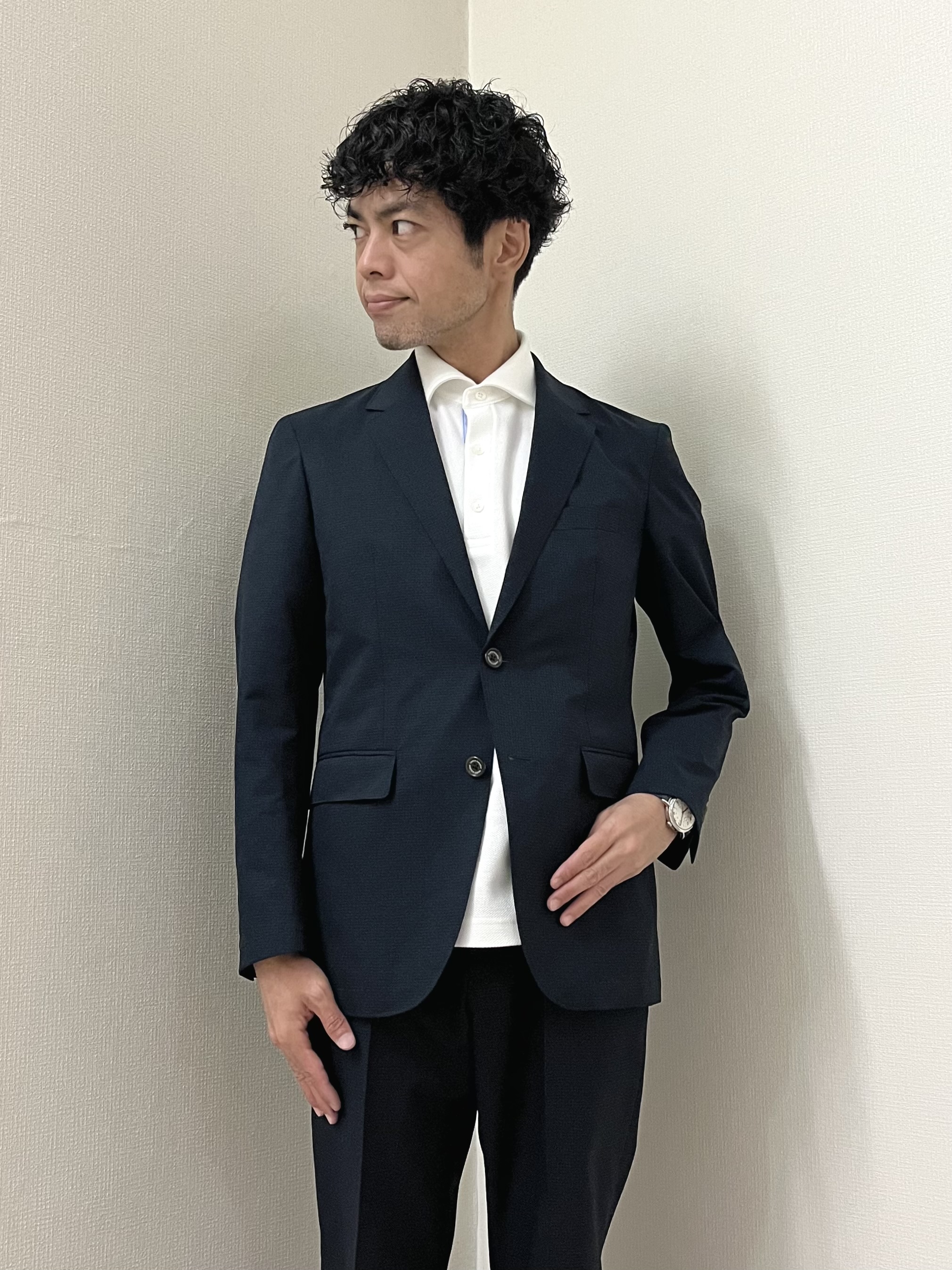 URAさんの「TAKEO KIKUCHI｜【抗菌防臭】COOL DOTS（R）ドビープリント ジャケット」を使ったコーディネート