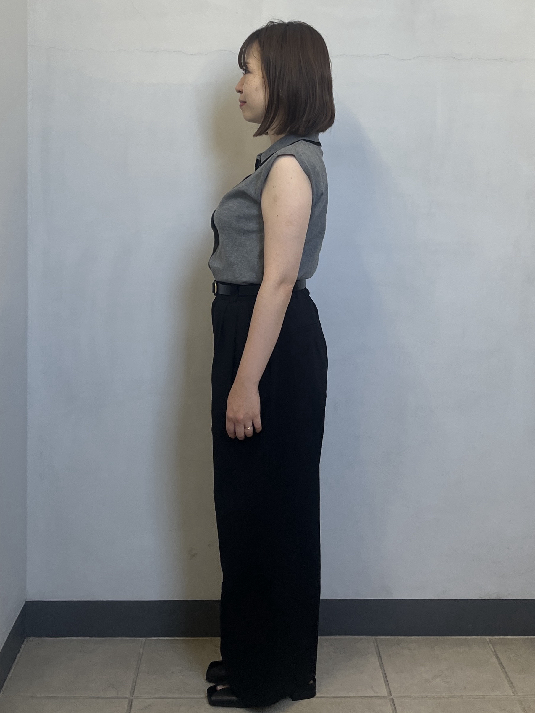 mikiさんの「OPAQUE.CLIP｜配色衿フレンチスリーブニット【洗濯機OK】」を使ったコーディネート