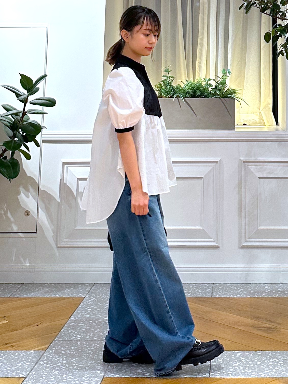 なべこさんの「DRESSTERIOR｜【着映え】パフスリーブ ブザムブラウス」を使ったコーディネート