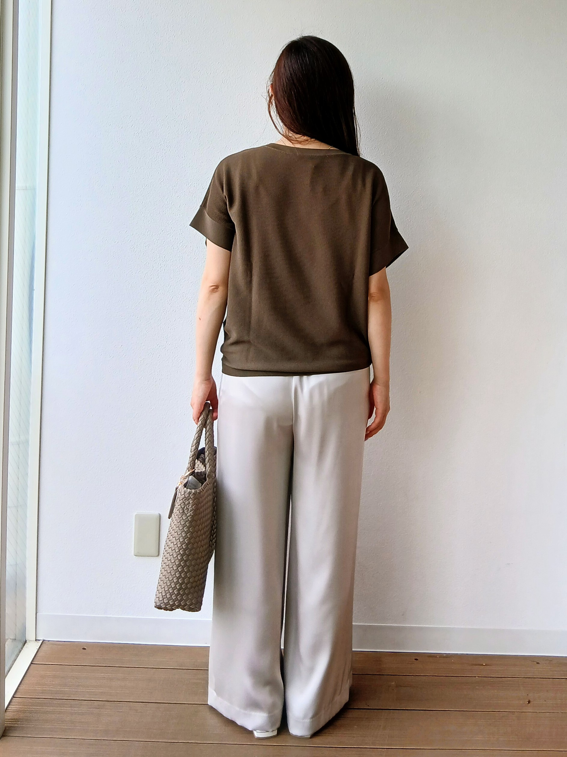 なみきさんの「UNTITLED｜【11色展開/体型カバー】前後2WAYフレンチスリーブニット」を使ったコーディネート