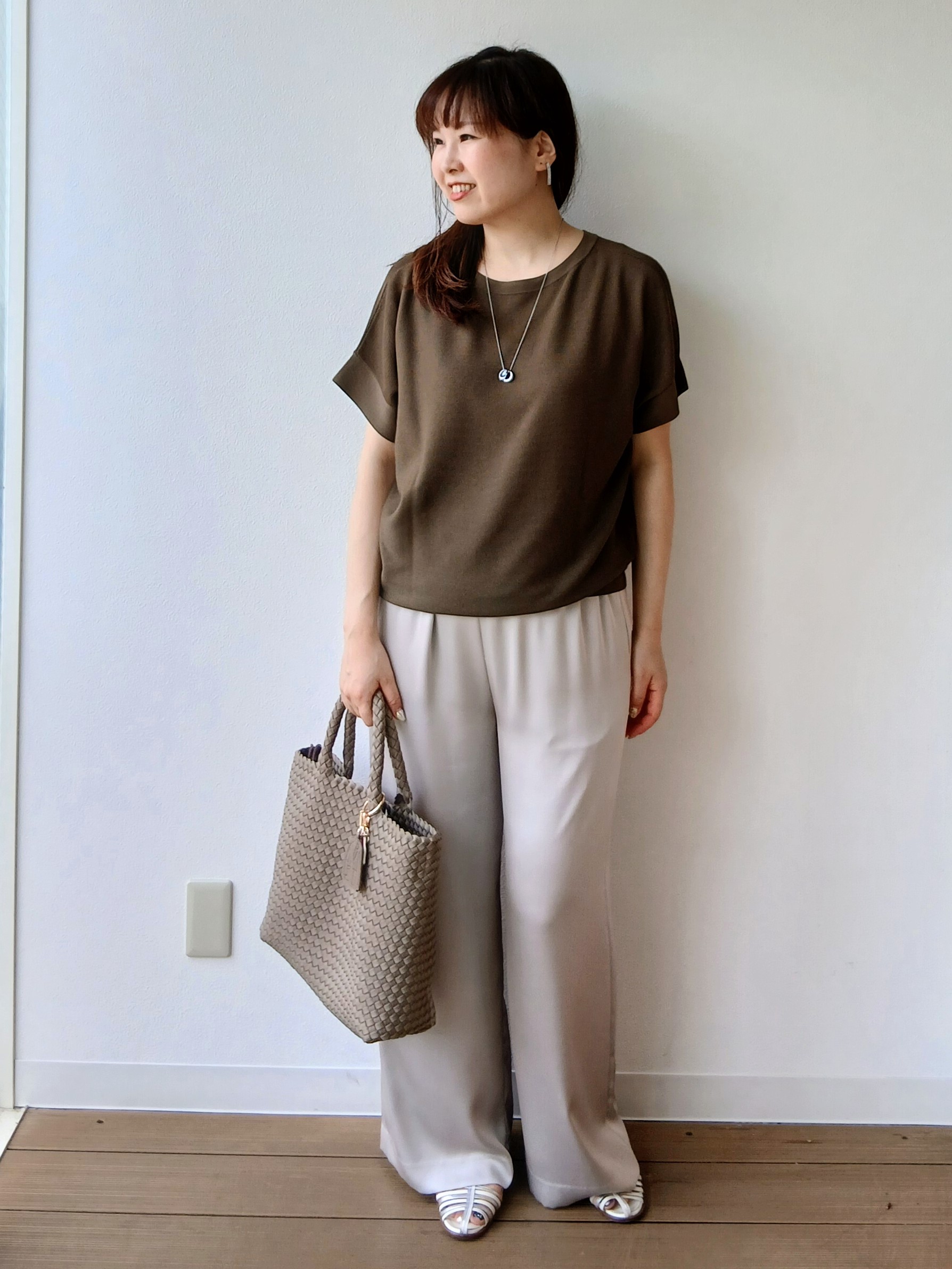 なみきさんの「UNTITLED｜【11色展開/体型カバー】前後2WAYフレンチスリーブニット」を使ったコーディネート