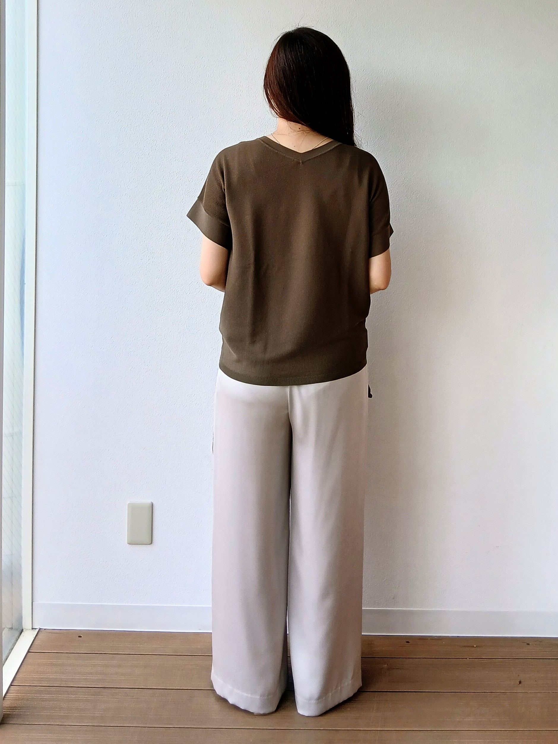なみきさんの「UNTITLED｜【11色展開/体型カバー】前後2WAYフレンチスリーブニット」を使ったコーディネート
