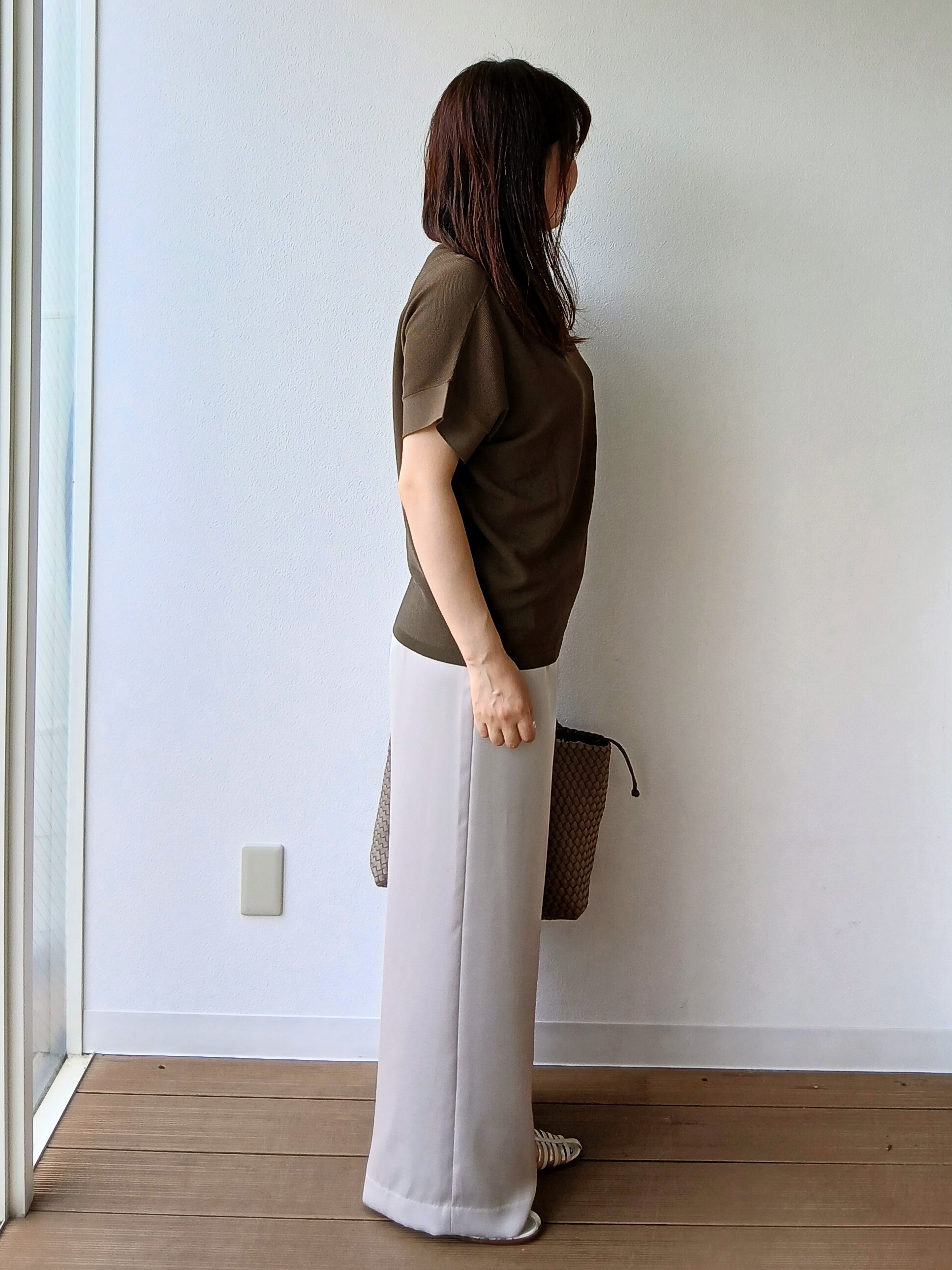 なみきさんの「UNTITLED｜【11色展開/体型カバー】前後2WAYフレンチスリーブニット」を使ったコーディネート