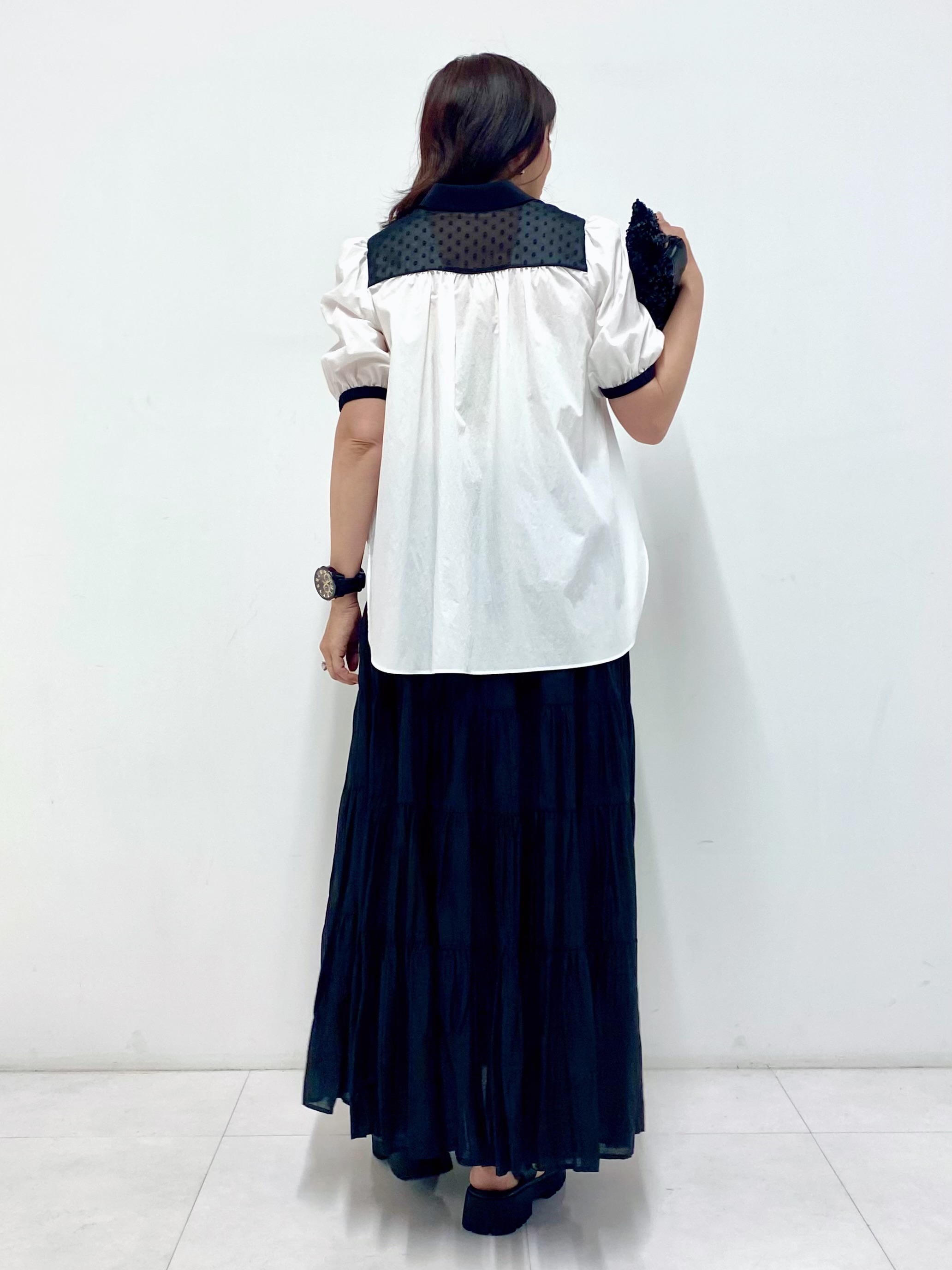 Sawaguchiさんの「DRESSTERIOR｜【着映え】パフスリーブ ブザムブラウス」を使ったコーディネート