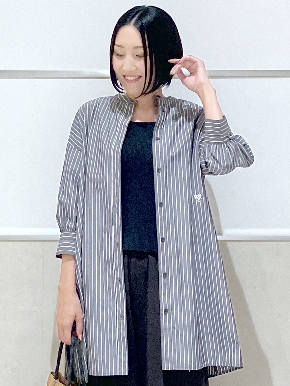 eriko さんの「Dessin｜【UVカット】チュニックストライプシャツ6分袖」を使ったコーディネート