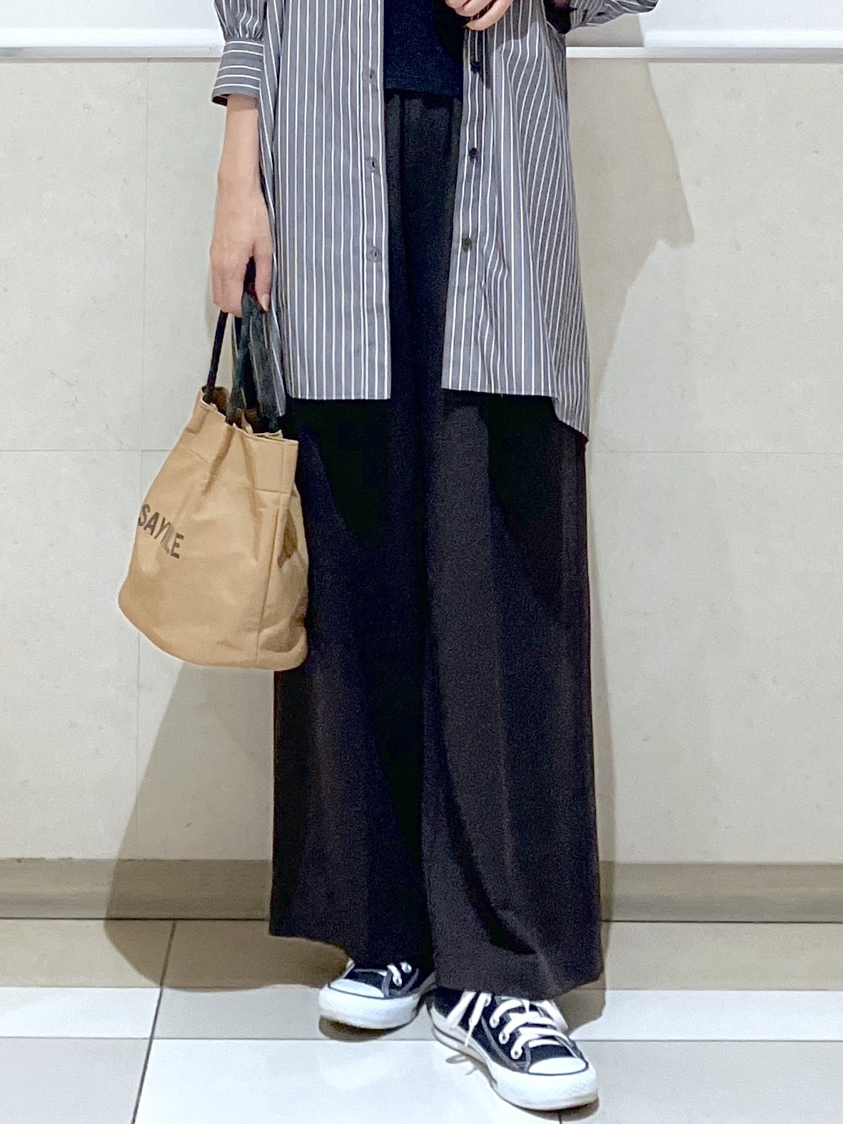 eriko さんの「Dessin｜【UVカット】チュニックストライプシャツ6分袖」を使ったコーディネート